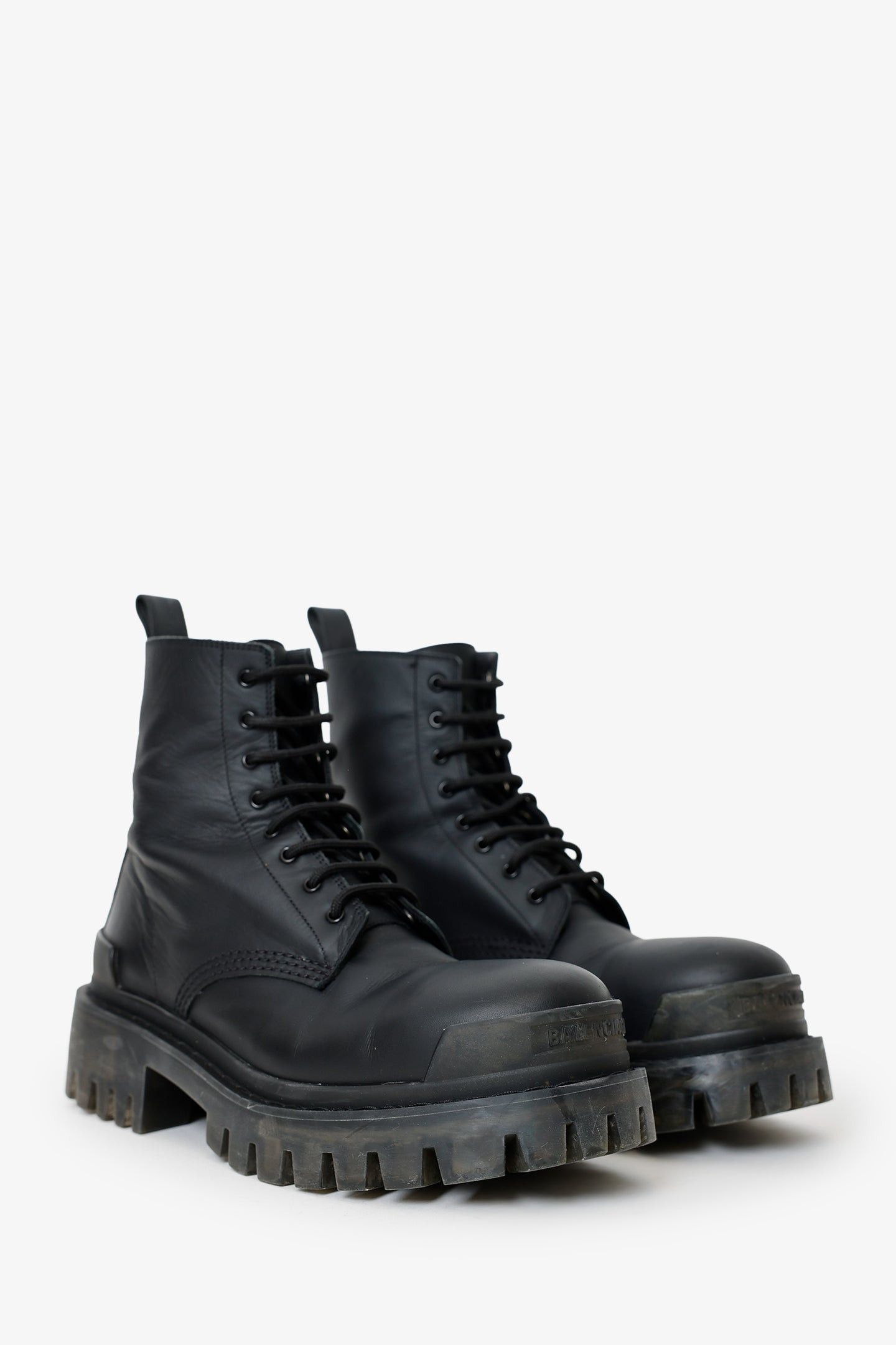Balenciaga BLACK LEATHER STRIKE BOOTS Size US 8 / IT 38 - 2 Thumbnail