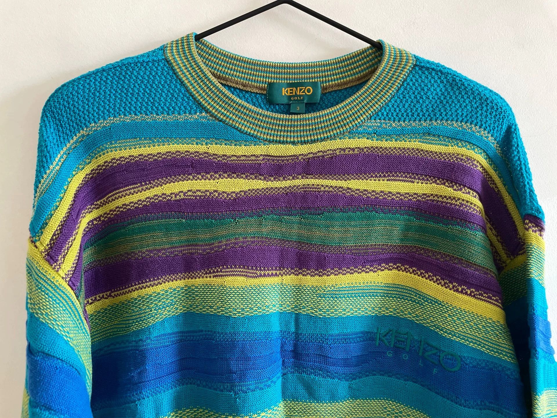 Other Vintage KENZO GOLF Striped Sweater Size US L / EU 52-54 / 3 - 3 Thumbnail