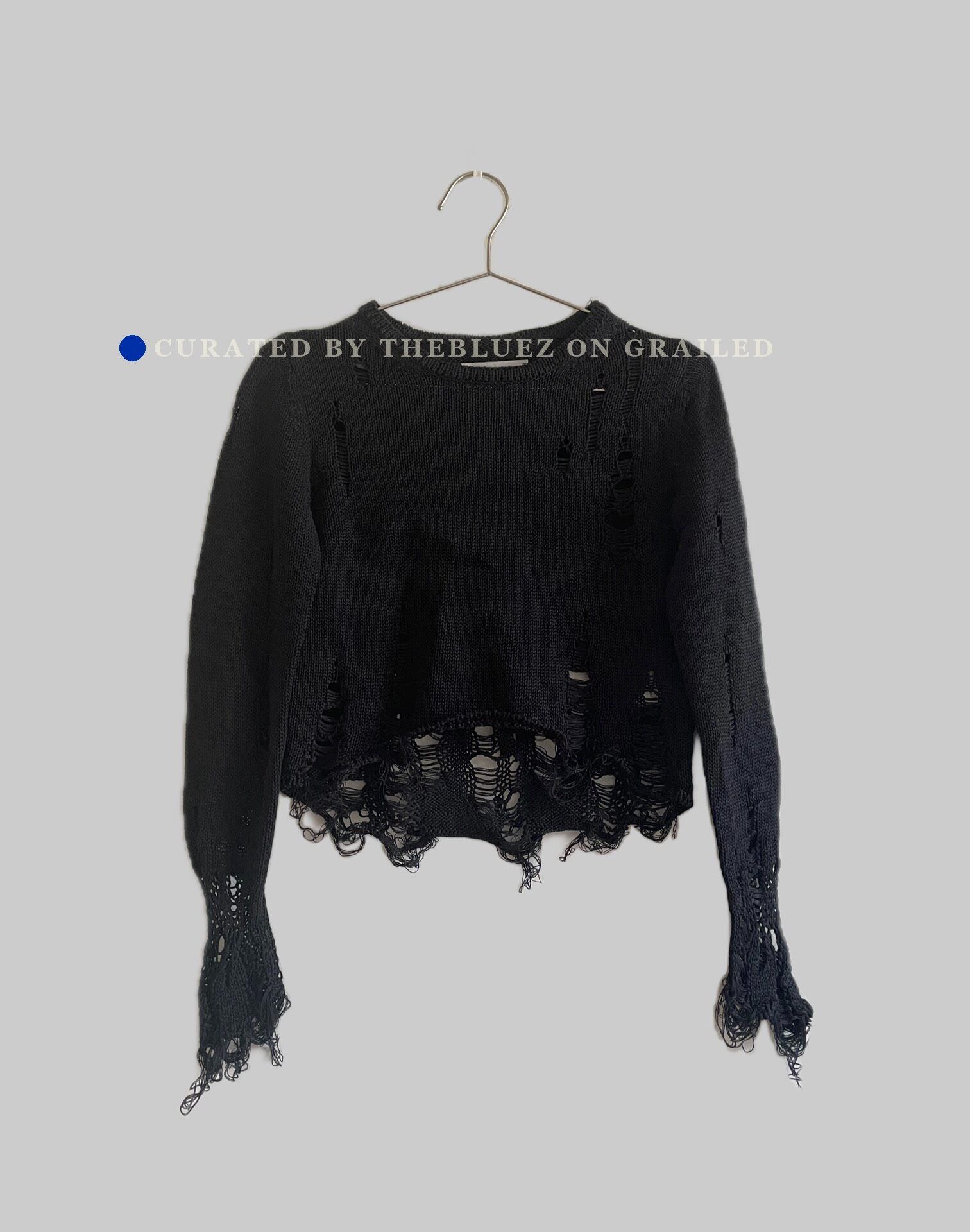 Song For The Mute Song for the Mute SS17 BEAU Distressed Cropped Knit Top Size XS / US 0-2 / IT 36-38 - 2 Thumbnail