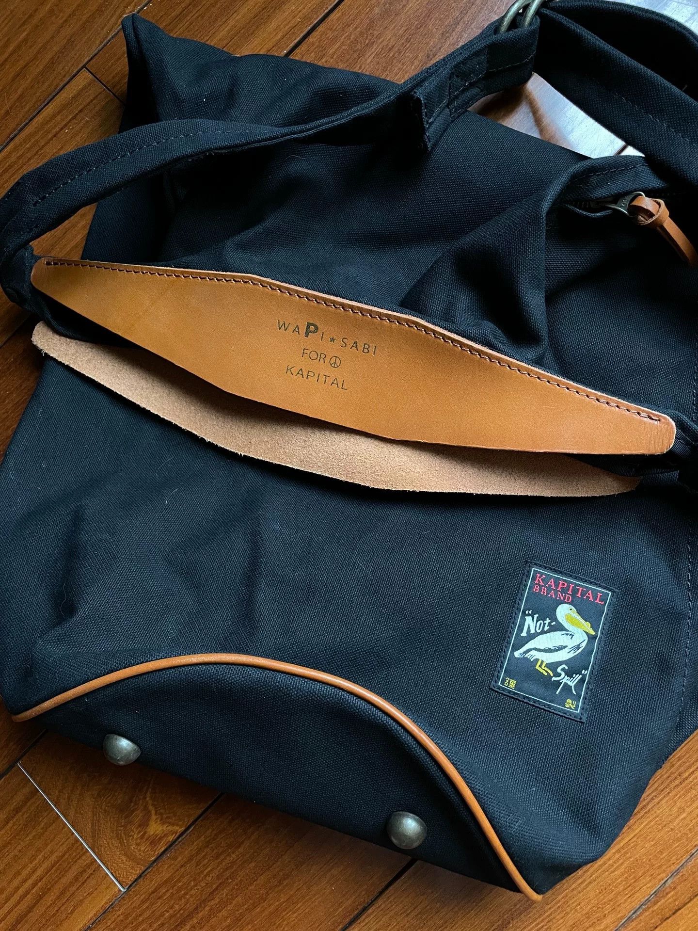 Kapital Kapital Wapi Sabi Canvas Leather Bucket Bag Special Size ONE SIZE - 4 Thumbnail