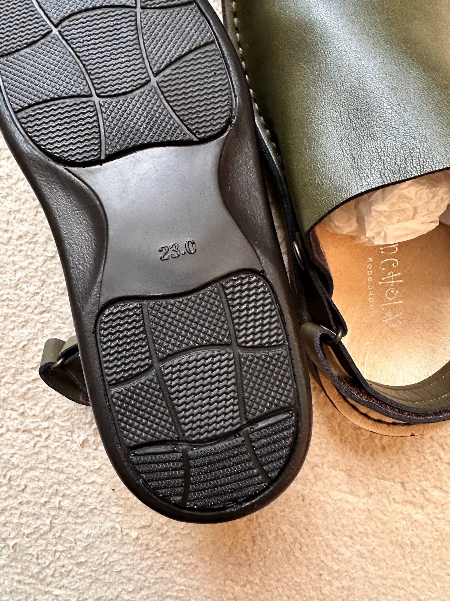 Other Kobe Japan Olive Green Leather Slippers Size US 5 / IT 35 - 6 Thumbnail
