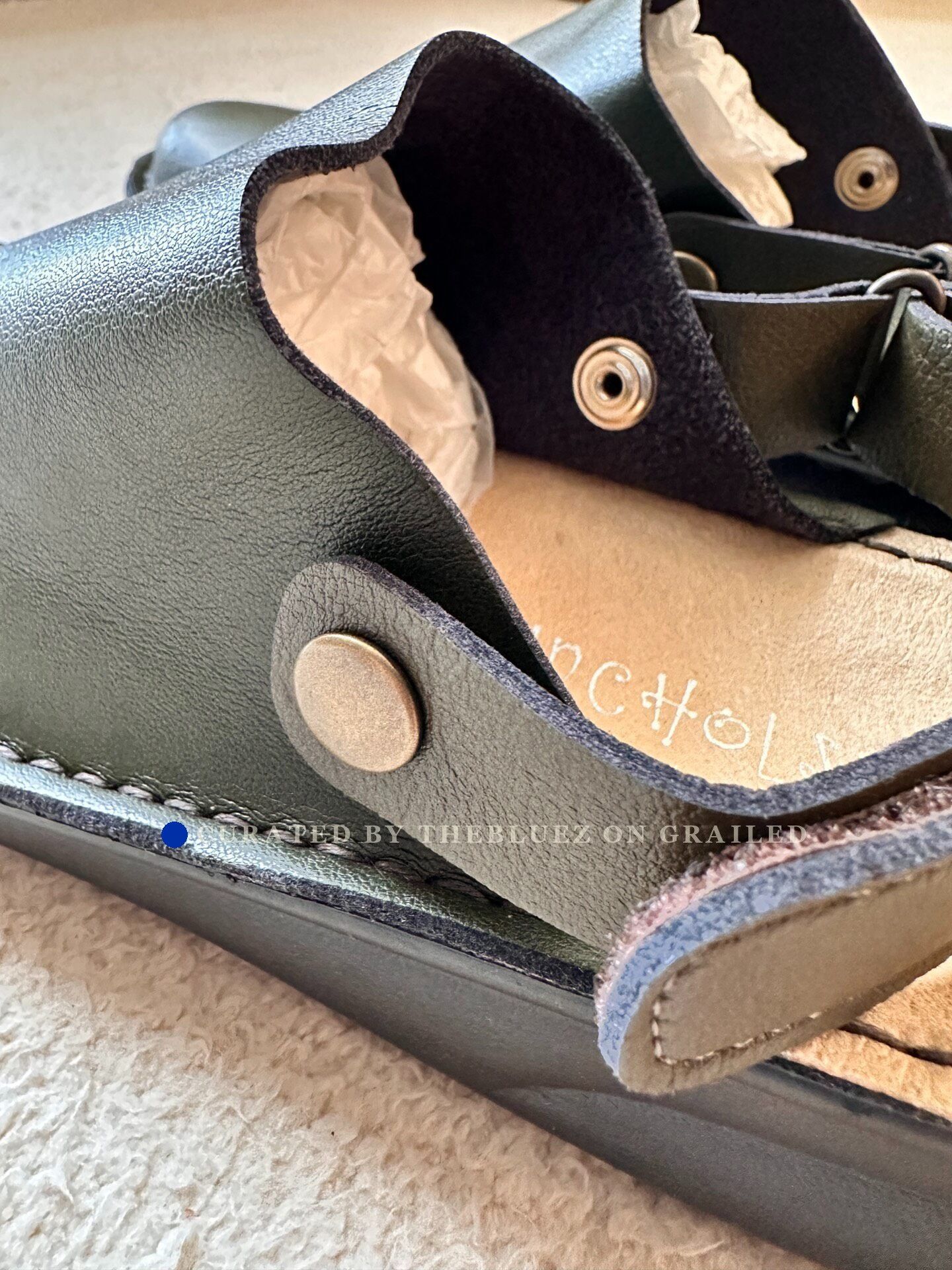 Other Kobe Japan Olive Green Leather Slippers Size US 5 / IT 35 - 4 Thumbnail