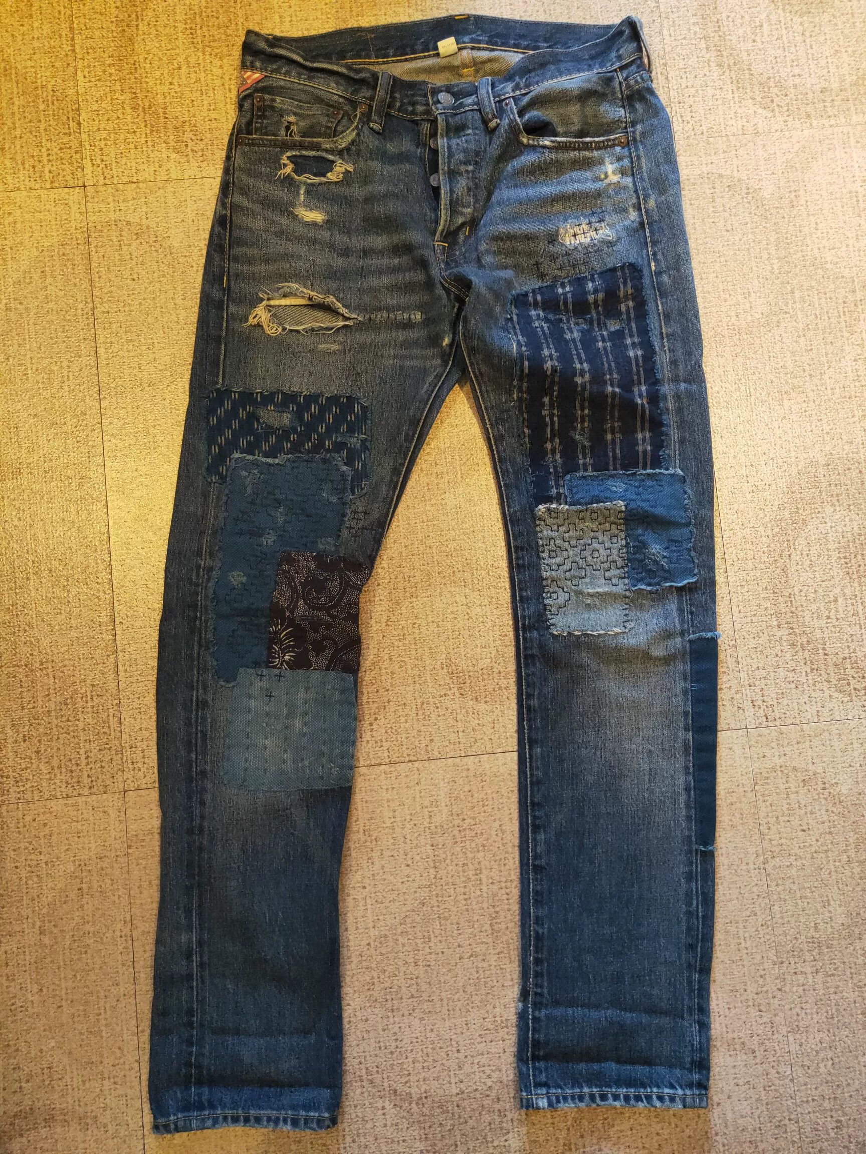 RRL Ralph Lauren RRL Distressed Art Patch Jeans Size US 32 / EU 48 - 2 Thumbnail