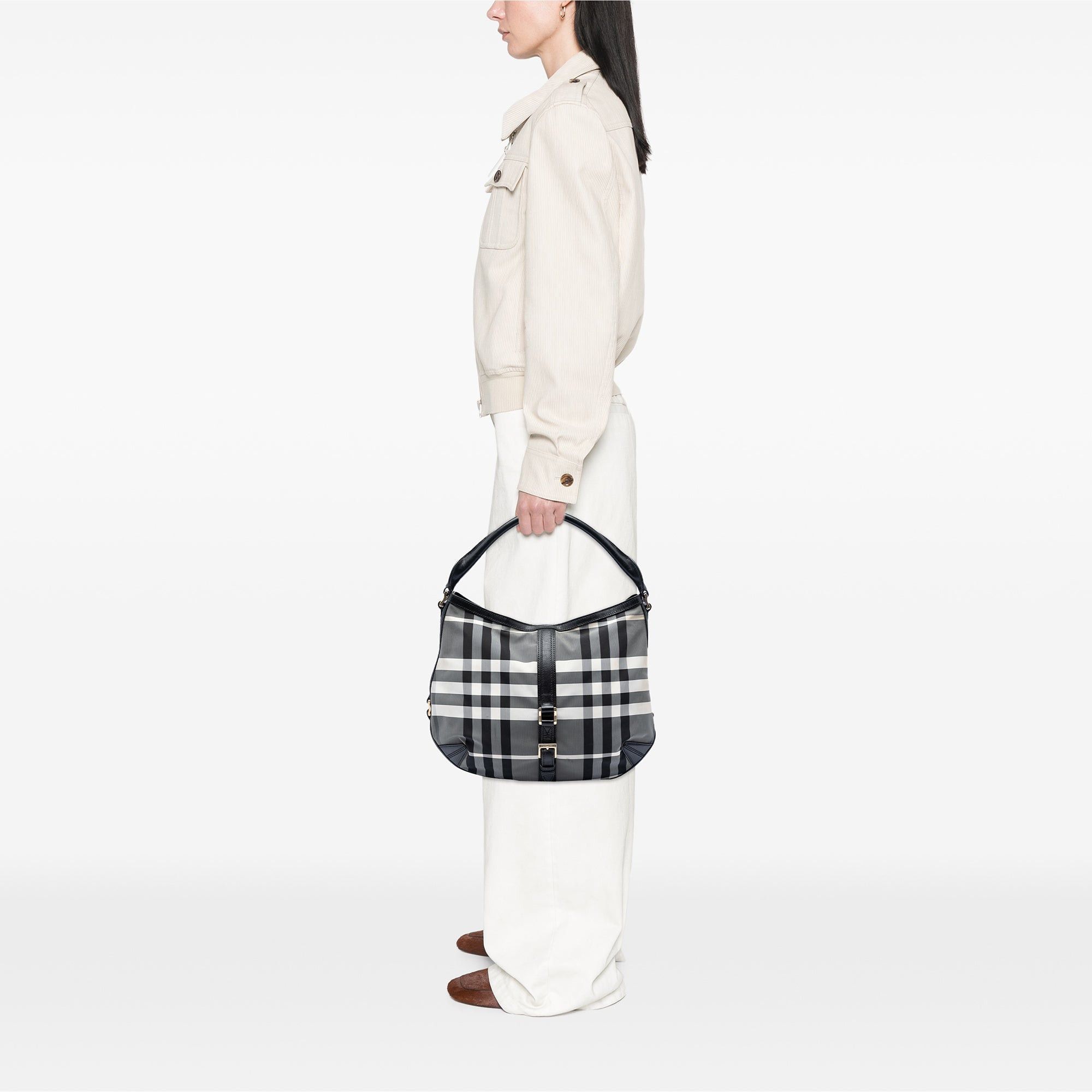 Burberry Check Nylon Grafton Hobo Size ONE SIZE - 6 Thumbnail