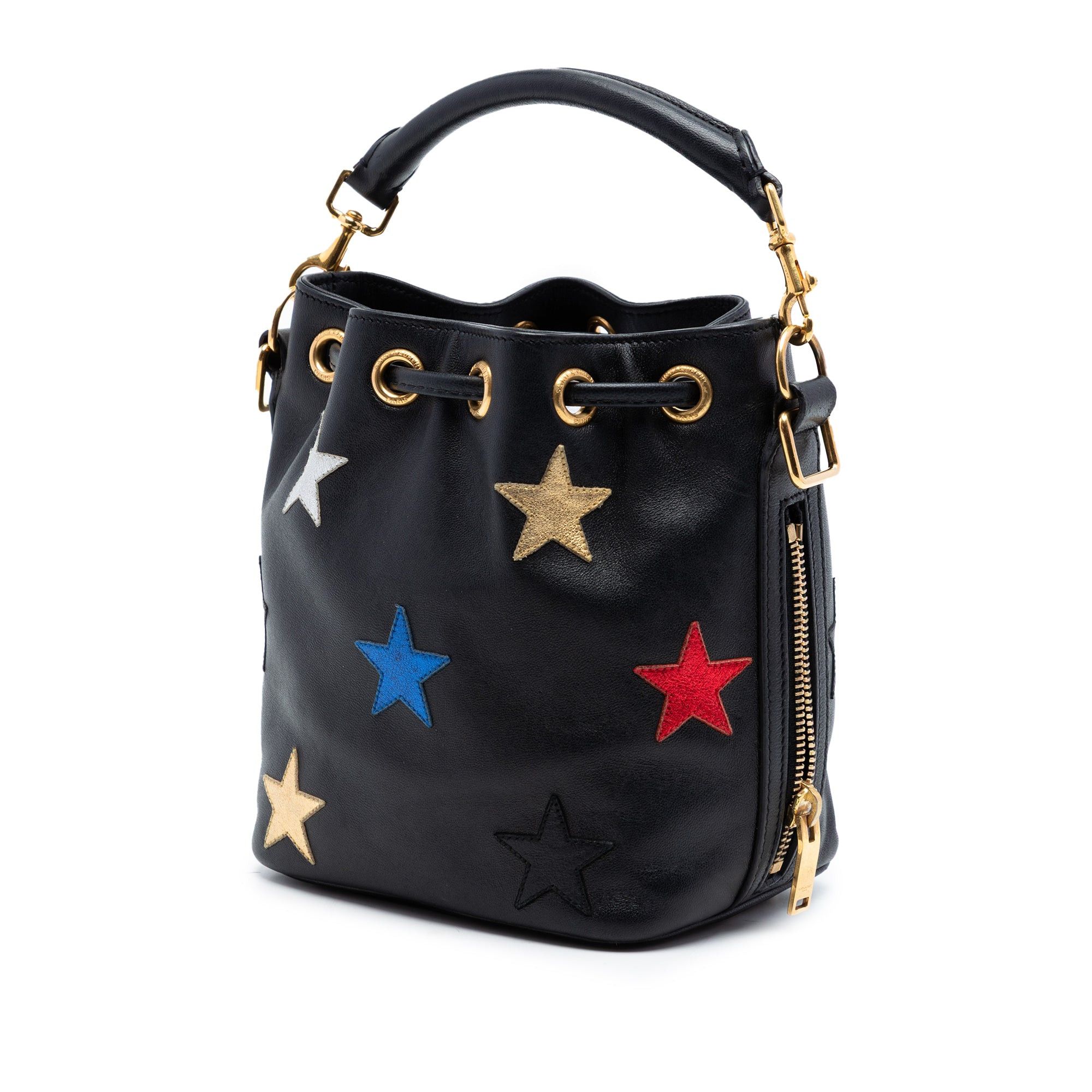 Saint Laurent Paris Small Calfskin Star Patchwork Emmanuelle Bucket Bag Size ONE SIZE - 2 Thumbnail
