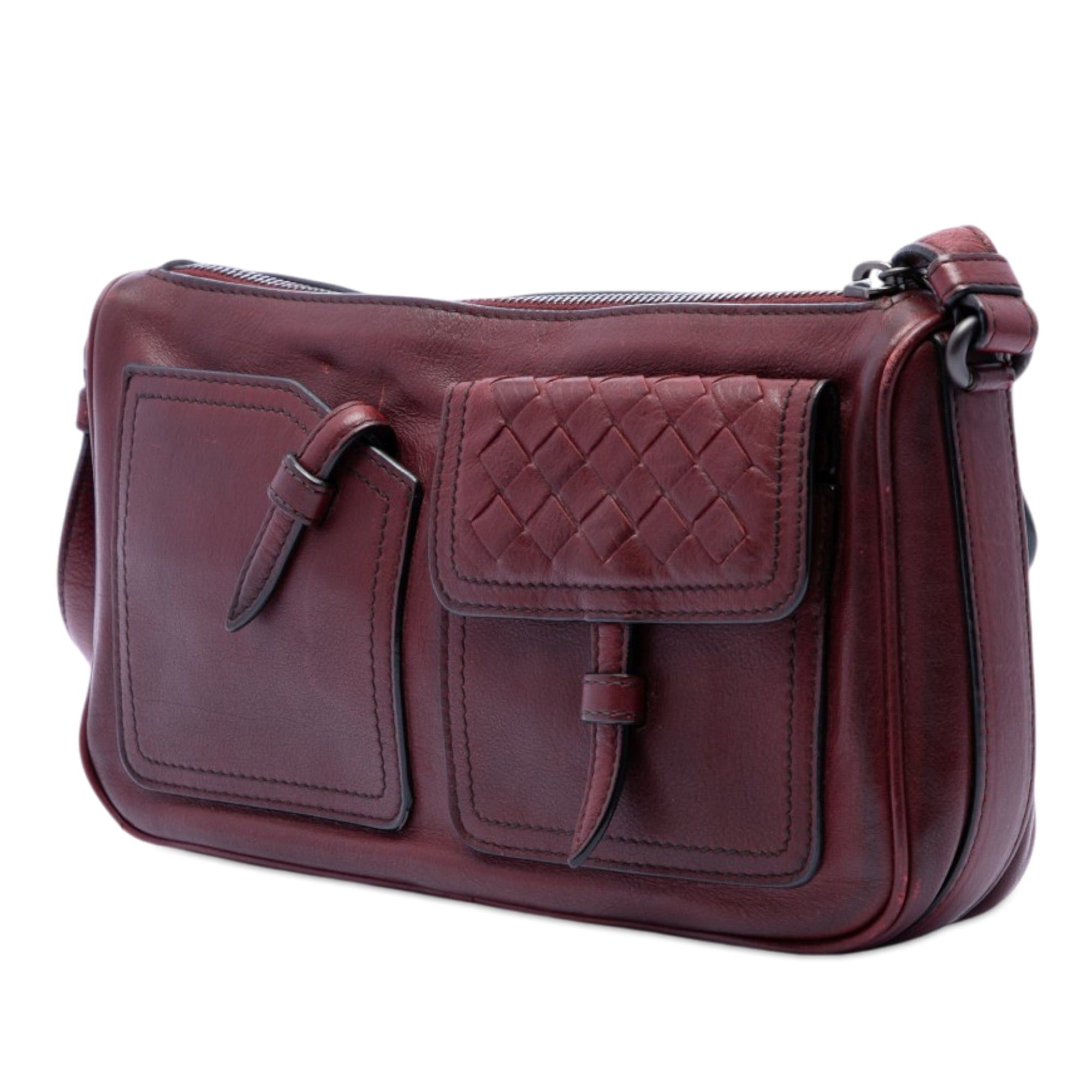 Bottega Veneta Intrecciato Trimmed Multi Pocket Leather Shoulder Bag Size ONE SIZE - 2 Thumbnail