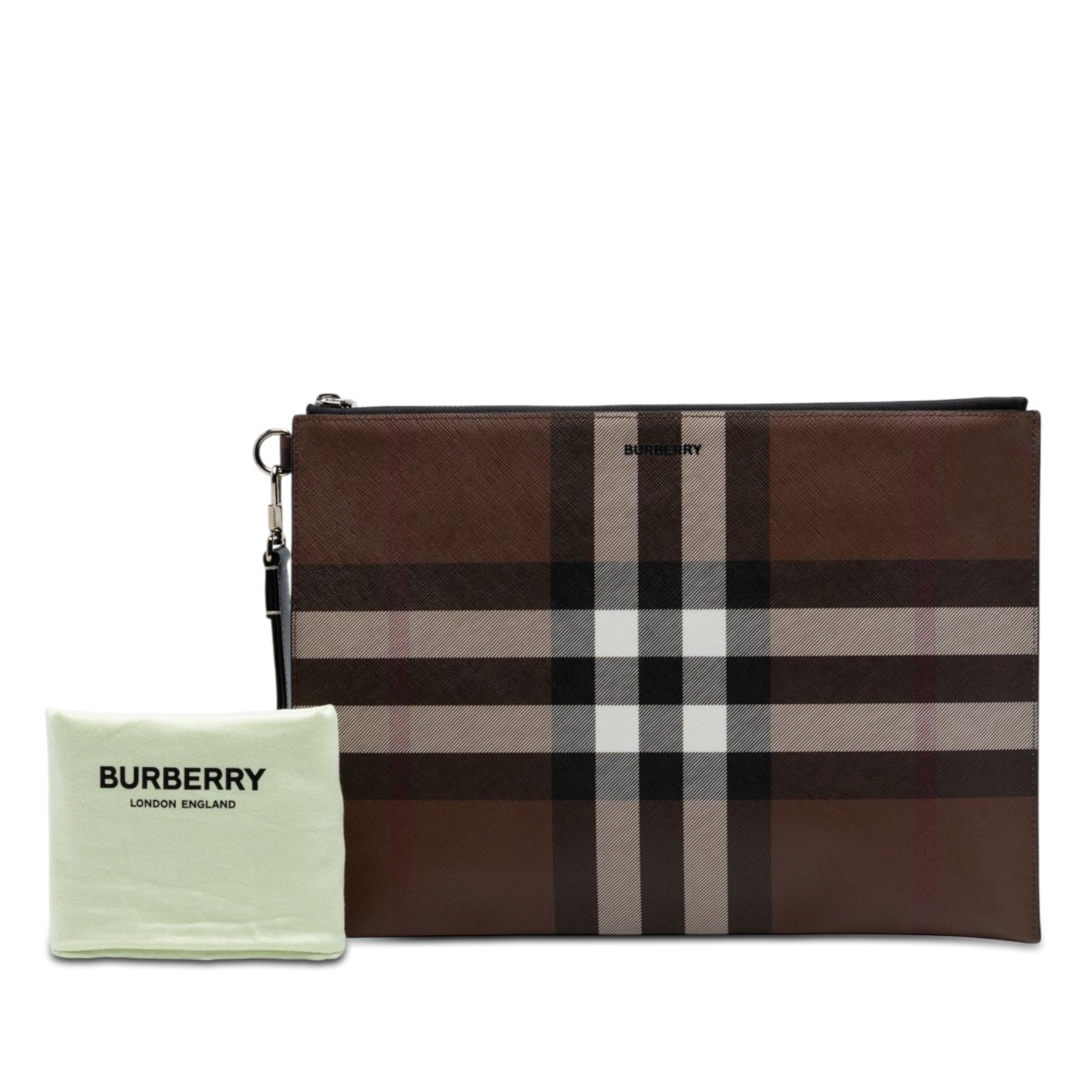 Burberry Check Coated Canvas Zip Pouch Size ONE SIZE - 7 Thumbnail