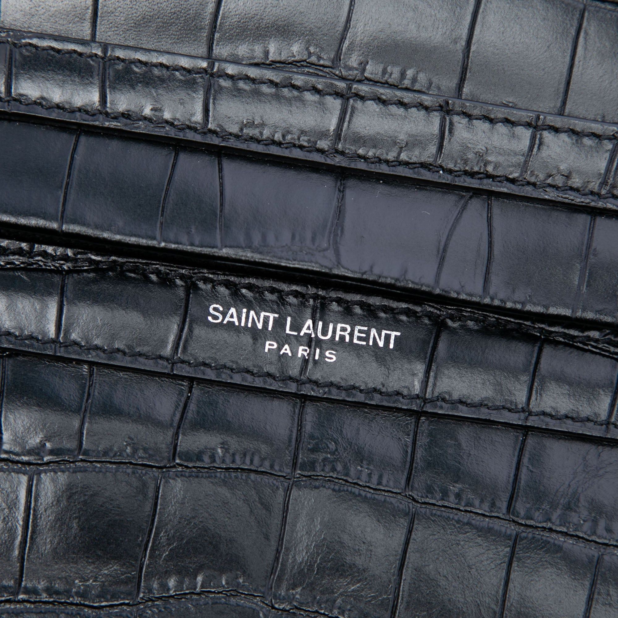 Saint Laurent Paris Crocodile Embossed Leather Camp Camera Bag Size ONE SIZE - 5 Thumbnail
