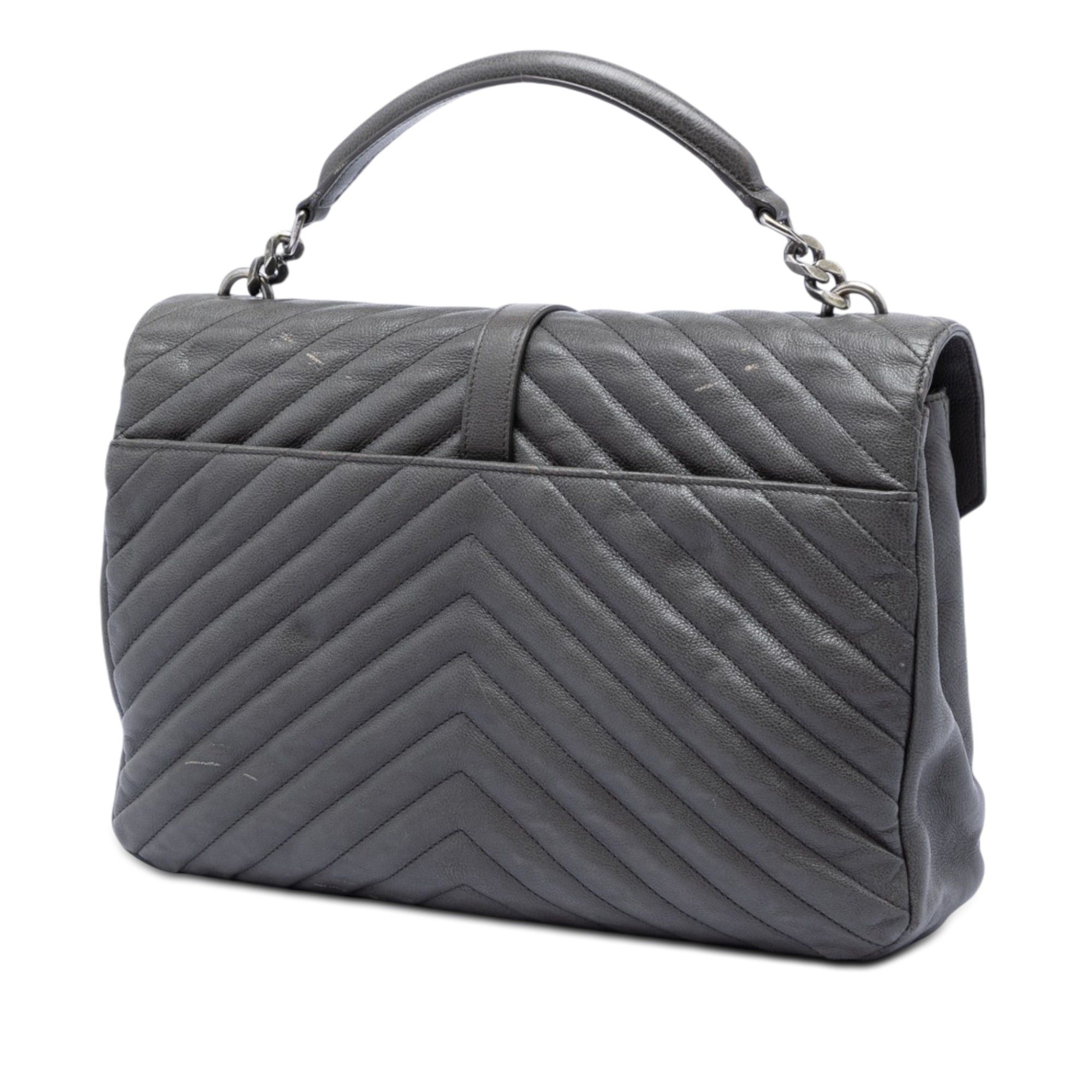 Saint Laurent Paris Large Chevron Sheepskin Monogram College Satchel Size ONE SIZE - 2 Thumbnail