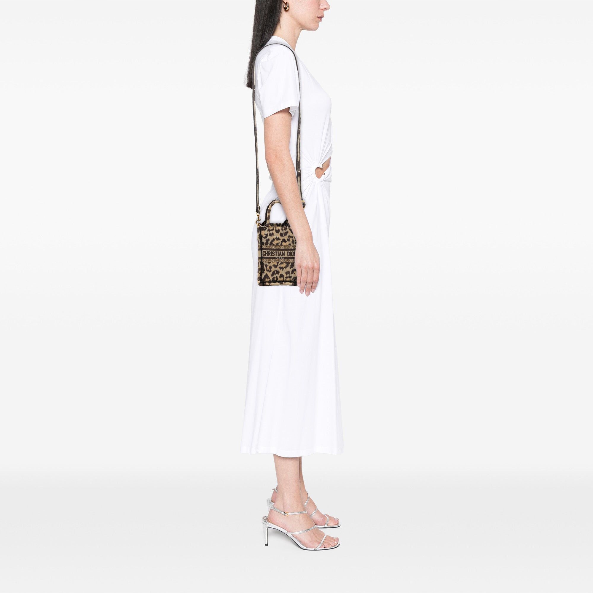 Dior Mizza Mini Embroidered Canvas Leopard Vertical Book Tote Size ONE SIZE - 10 Thumbnail