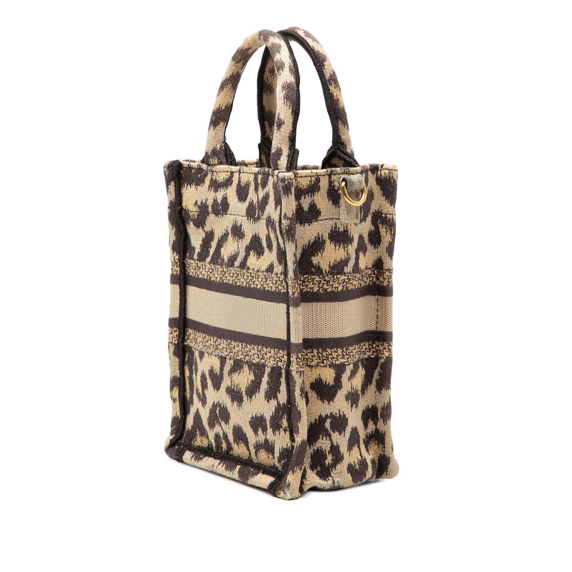 Dior Mizza Mini Embroidered Canvas Leopard Vertical Book Tote Size ONE SIZE - 2 Thumbnail