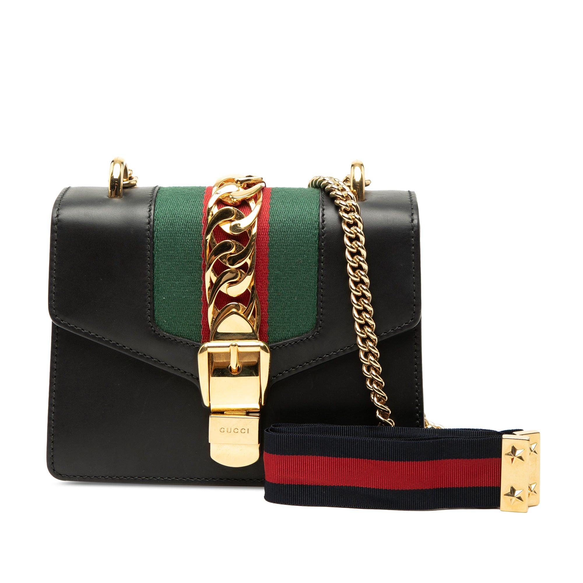 Gucci Mini Leather Web Sylvie Chain Crossbody Size ONE SIZE - 8 Thumbnail