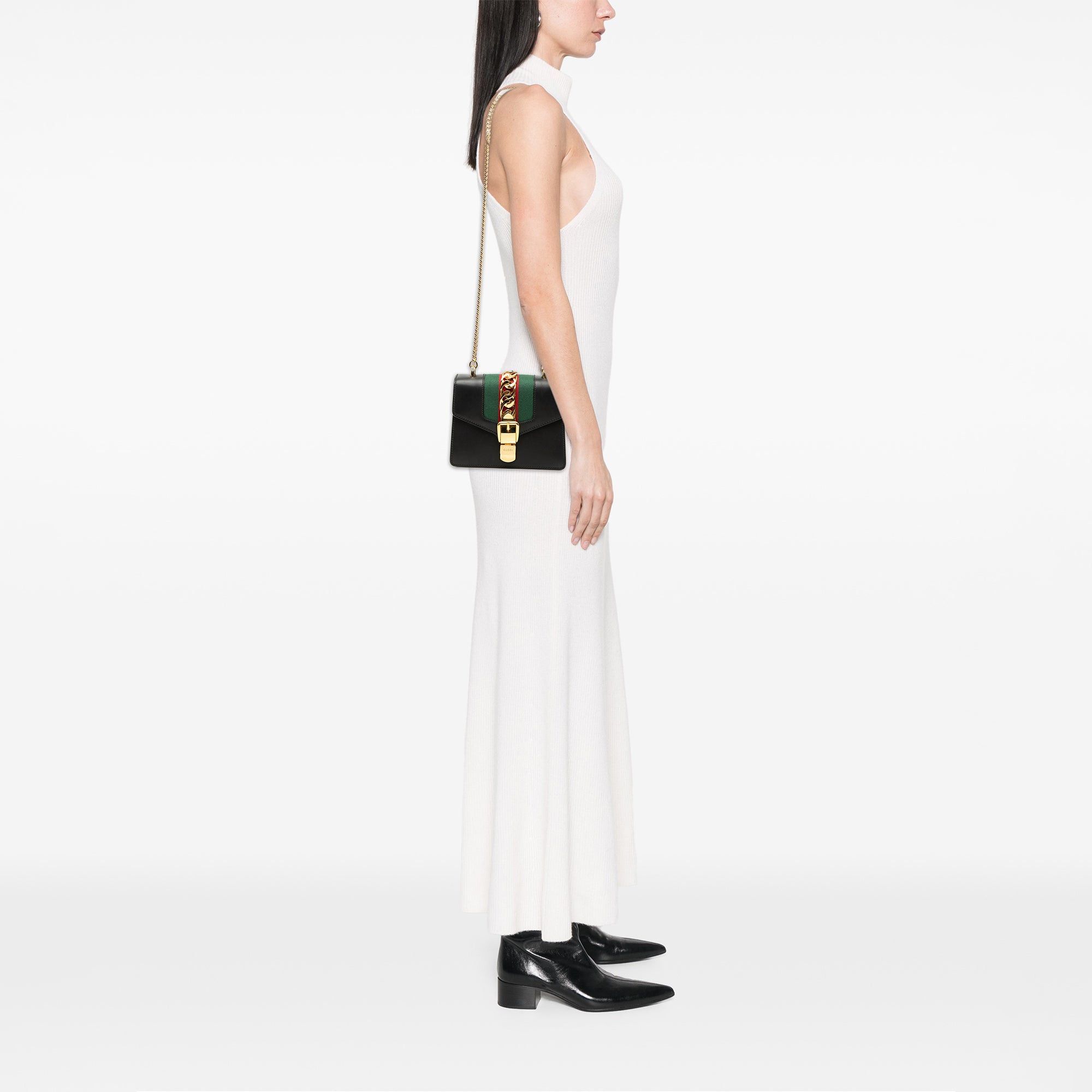 Gucci Mini Leather Web Sylvie Chain Crossbody Size ONE SIZE - 7 Thumbnail