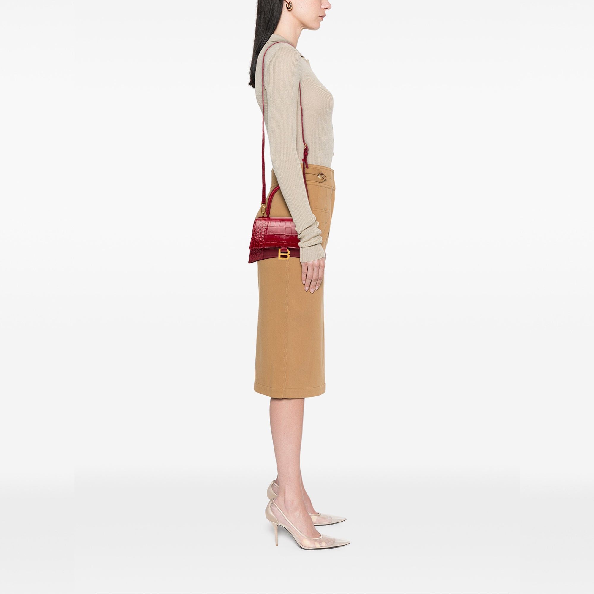 Balenciaga Small Croc Embossed Hourglass Top Handle Bag Size ONE SIZE - 7 Thumbnail