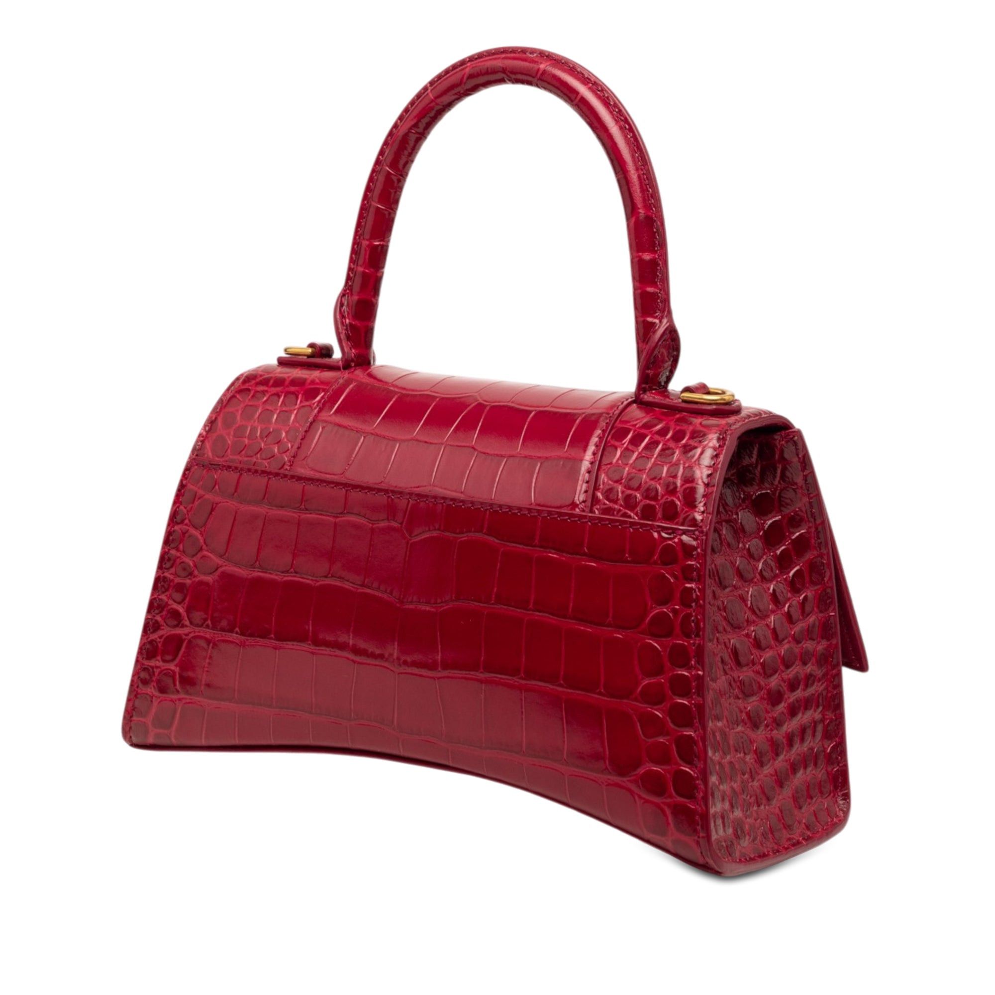 Balenciaga Small Croc Embossed Hourglass Top Handle Bag Size ONE SIZE - 2 Thumbnail