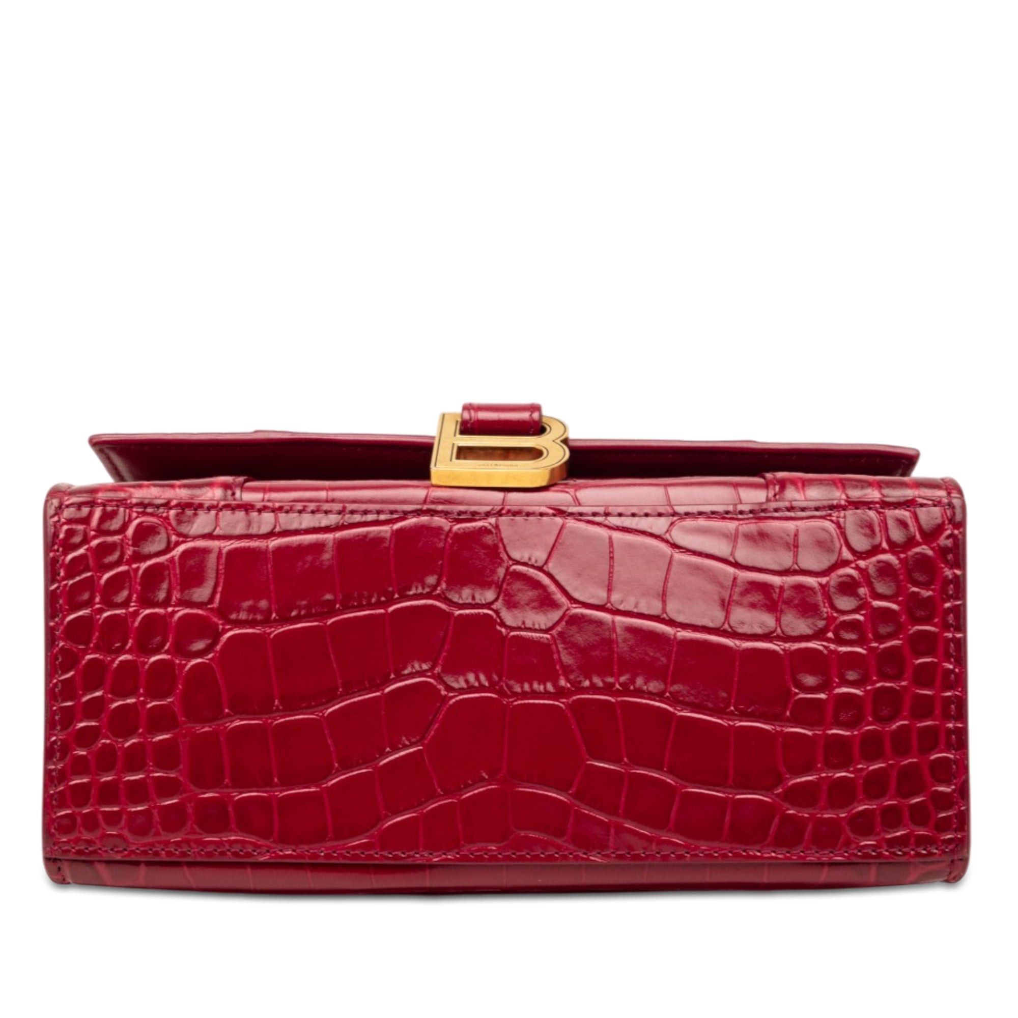 Balenciaga Small Croc Embossed Hourglass Top Handle Bag Size ONE SIZE - 3 Thumbnail