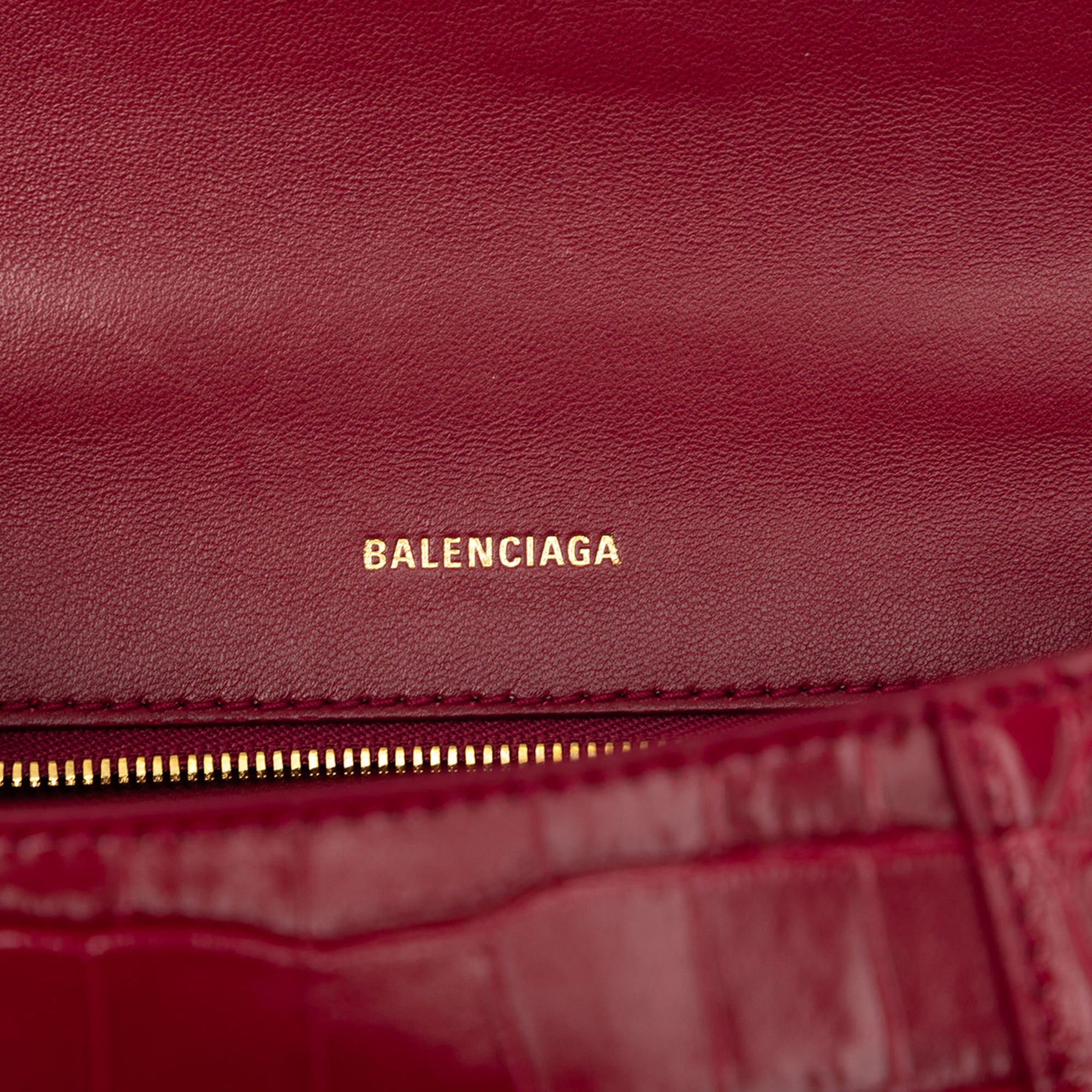 Balenciaga Small Croc Embossed Hourglass Top Handle Bag Size ONE SIZE - 5 Thumbnail