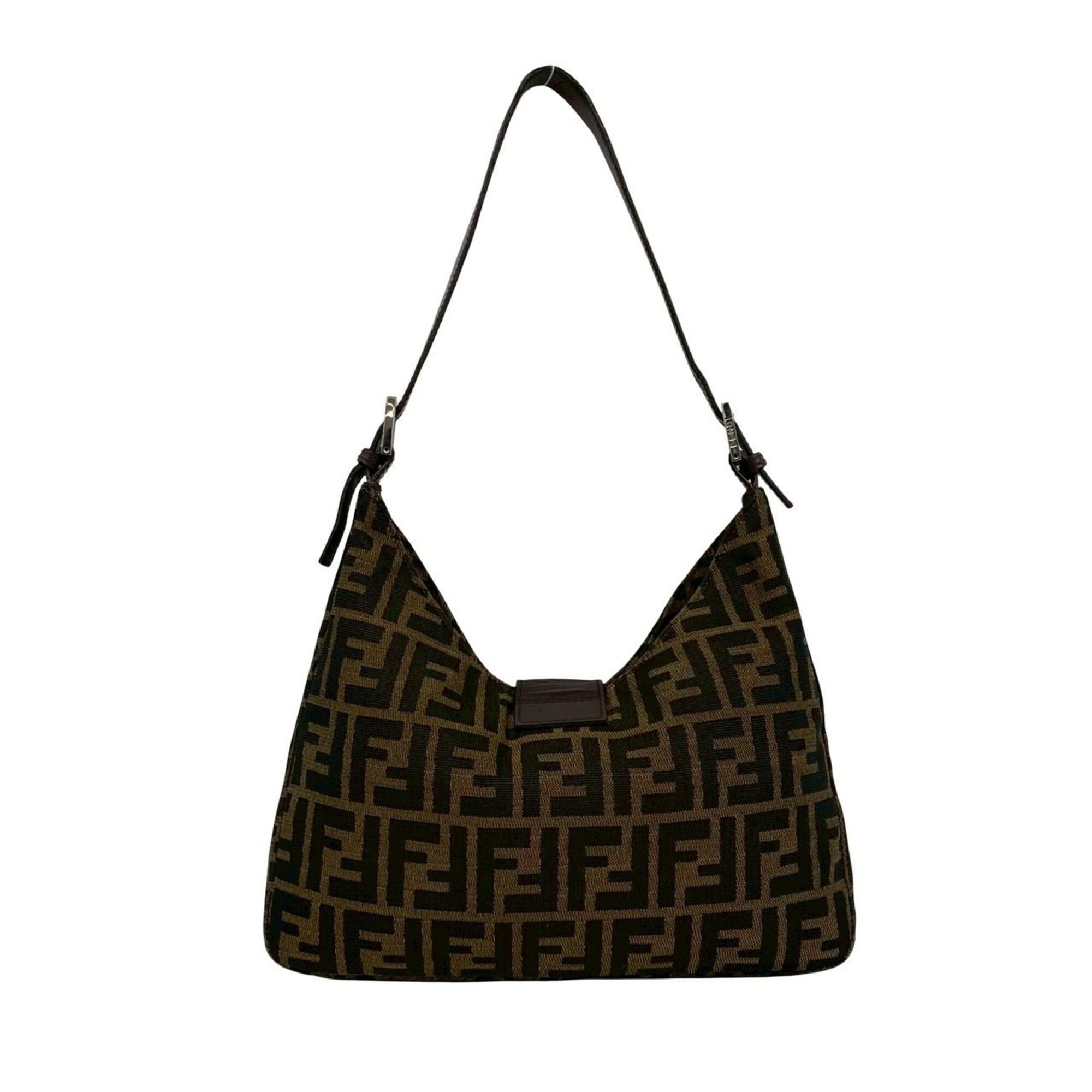 Fendi FENDI Zucca FF pattern logo hardware canvas leather genuine semi-one shoulder bag brown black 21445 Size ONE SIZE - 3 Thumbnail