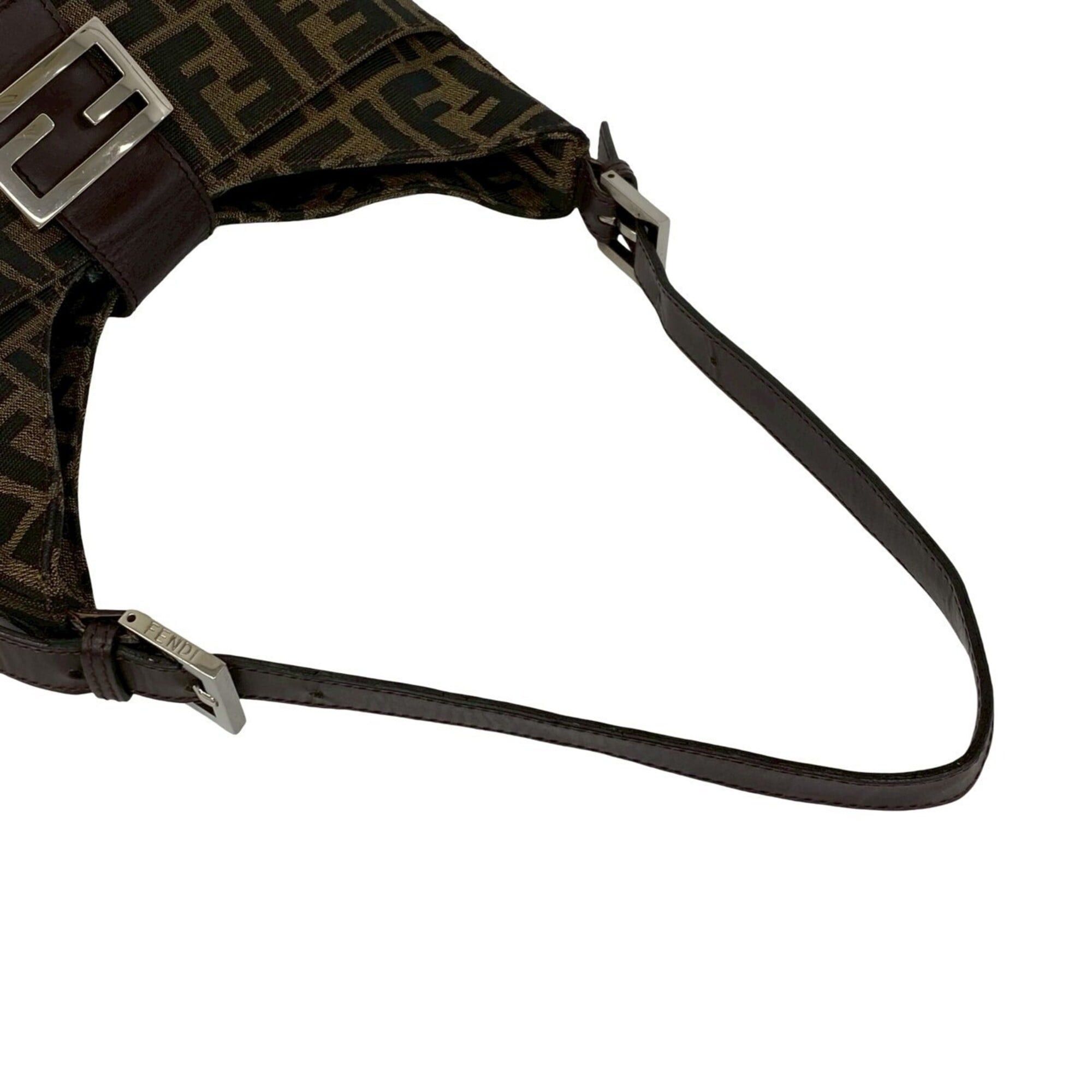 Fendi FENDI Zucca FF pattern logo hardware canvas leather genuine semi-one shoulder bag brown black 21445 Size ONE SIZE - 4 Thumbnail