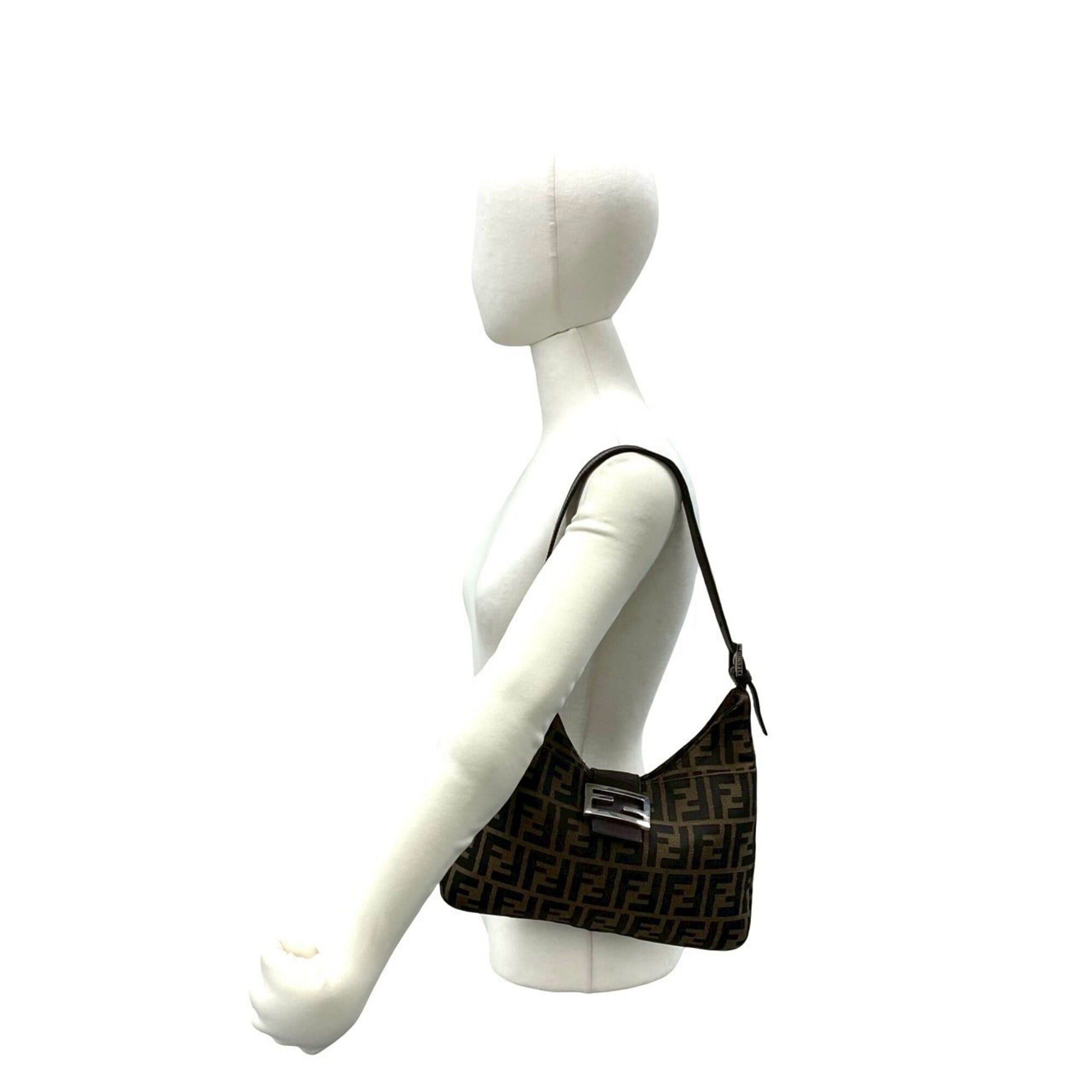 Fendi FENDI Zucca FF pattern logo hardware canvas leather genuine semi-one shoulder bag brown black 21445 Size ONE SIZE - 2 Thumbnail