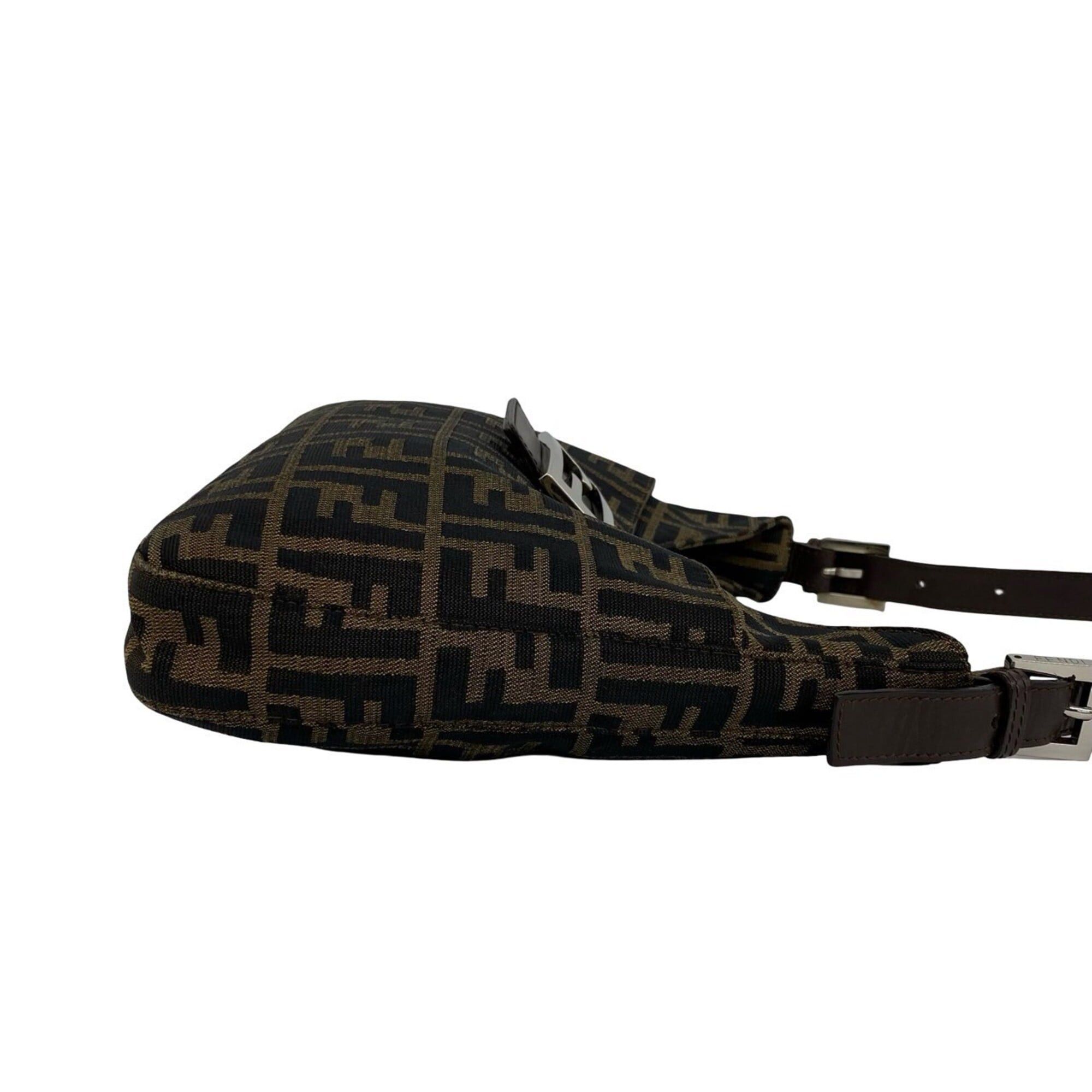 Fendi FENDI Zucca FF pattern logo hardware canvas leather genuine semi-one shoulder bag brown black 21445 Size ONE SIZE - 6 Thumbnail