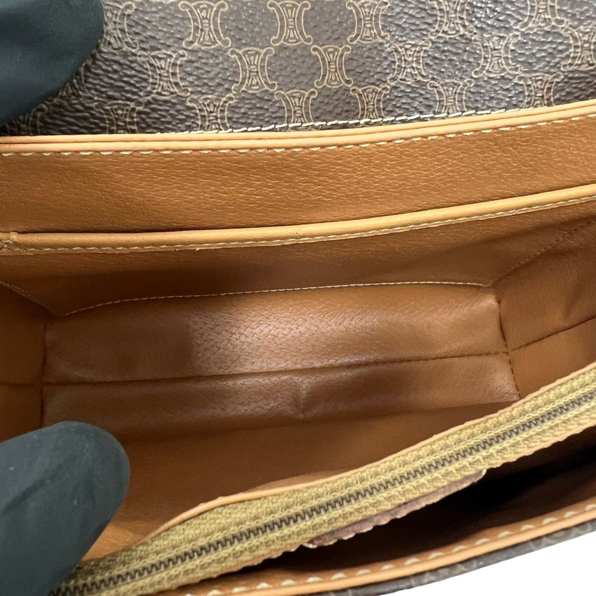 Celine CELINE Vintage Macadam Blazon Triomphe Logo Pattern Leather Shoulder Bag, Brown, 36300 Size ONE SIZE - 9 Thumbnail