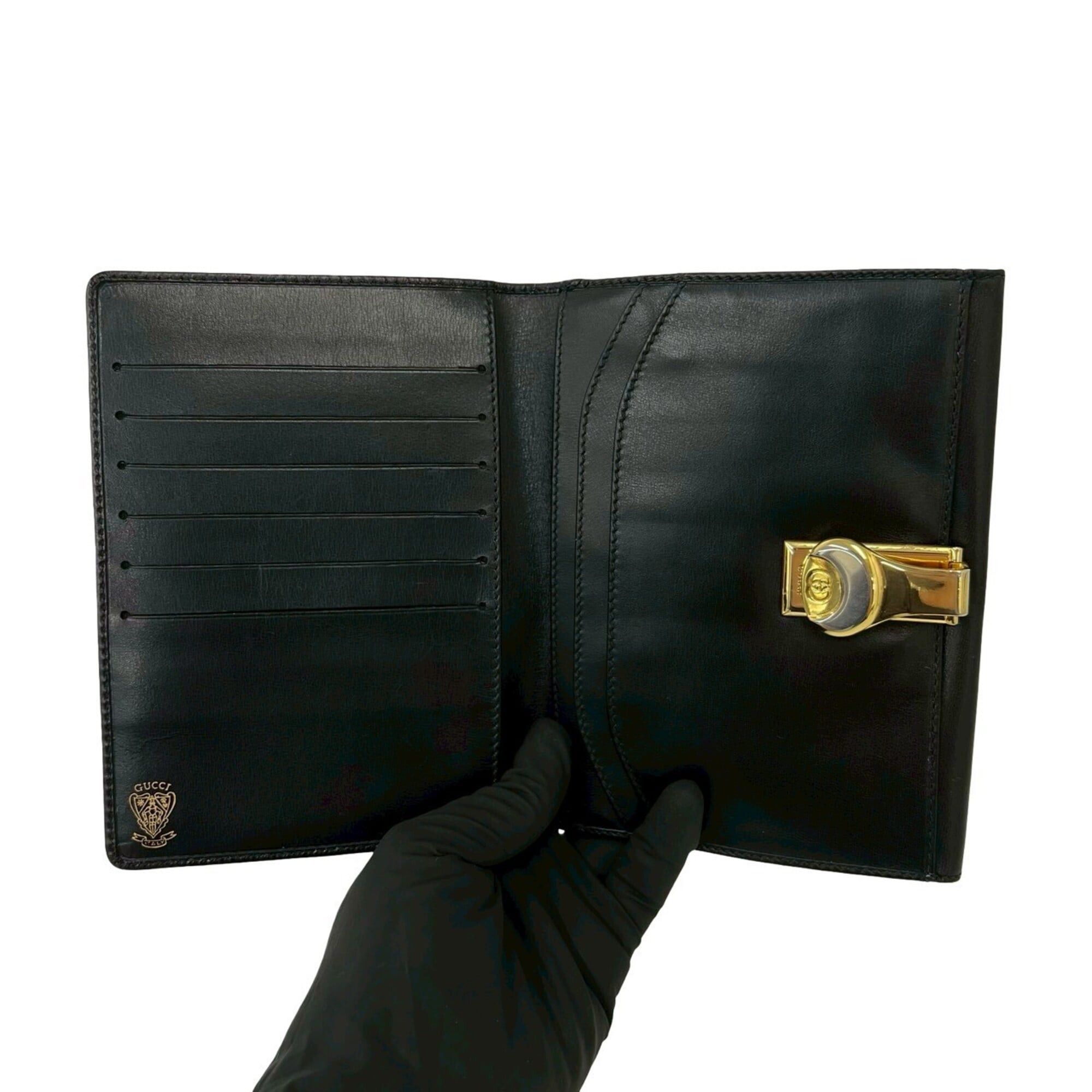 Gucci GUCCI Vintage GG Logo Leather Bi-fold Wallet, Black, 56612 Size ONE SIZE - 7 Thumbnail