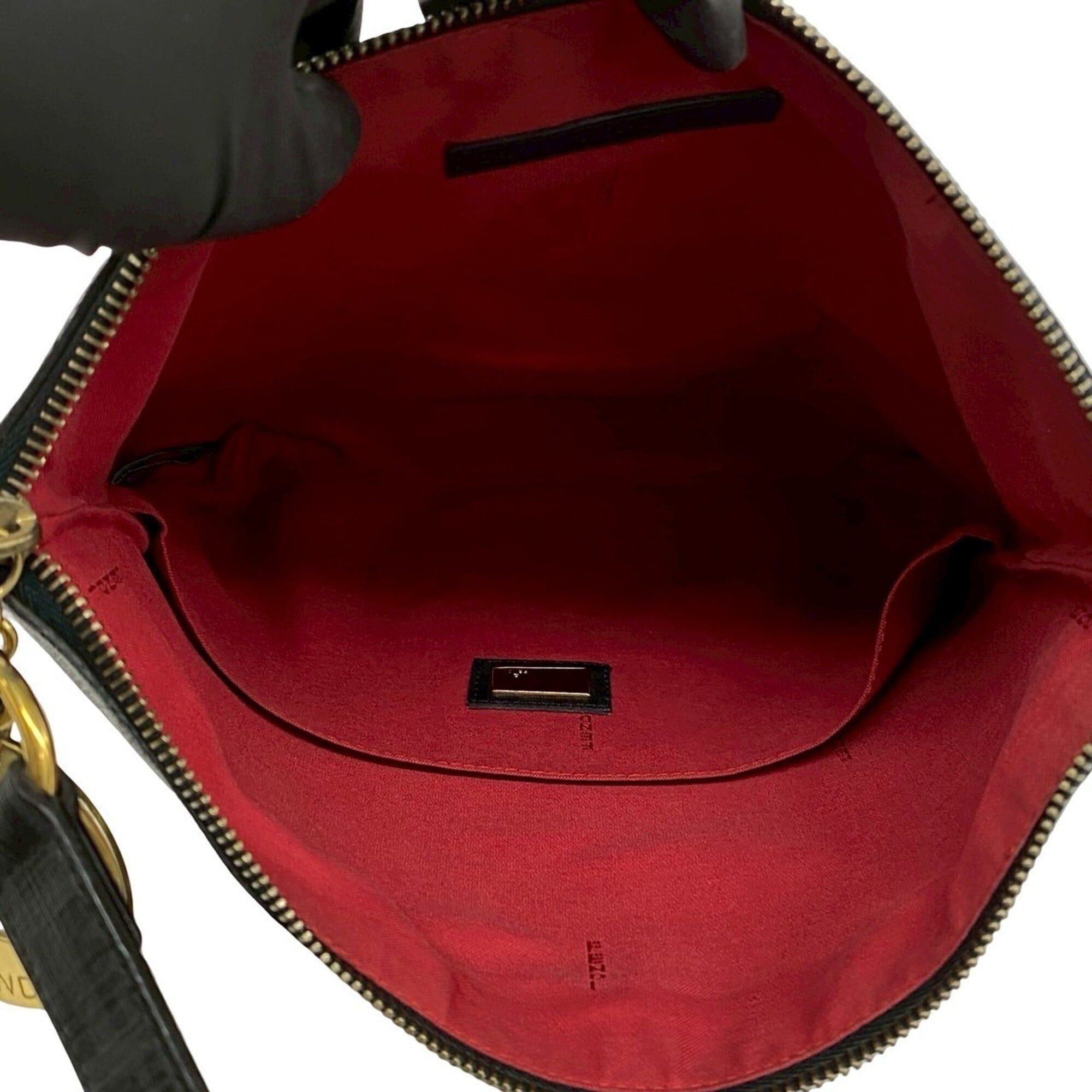 Fendi FENDI Zucchino FF Pattern Logo Hardware Leather Shoulder Bag Sacoche Body Black 69778 Size ONE SIZE - 9 Thumbnail