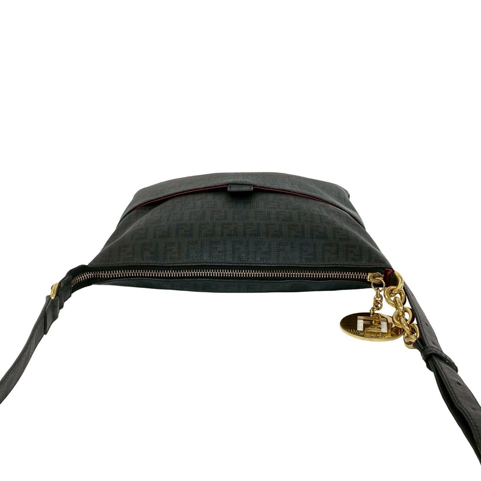 Fendi FENDI Zucchino FF Pattern Logo Hardware Leather Shoulder Bag Sacoche Body Black 69778 Size ONE SIZE - 4 Thumbnail