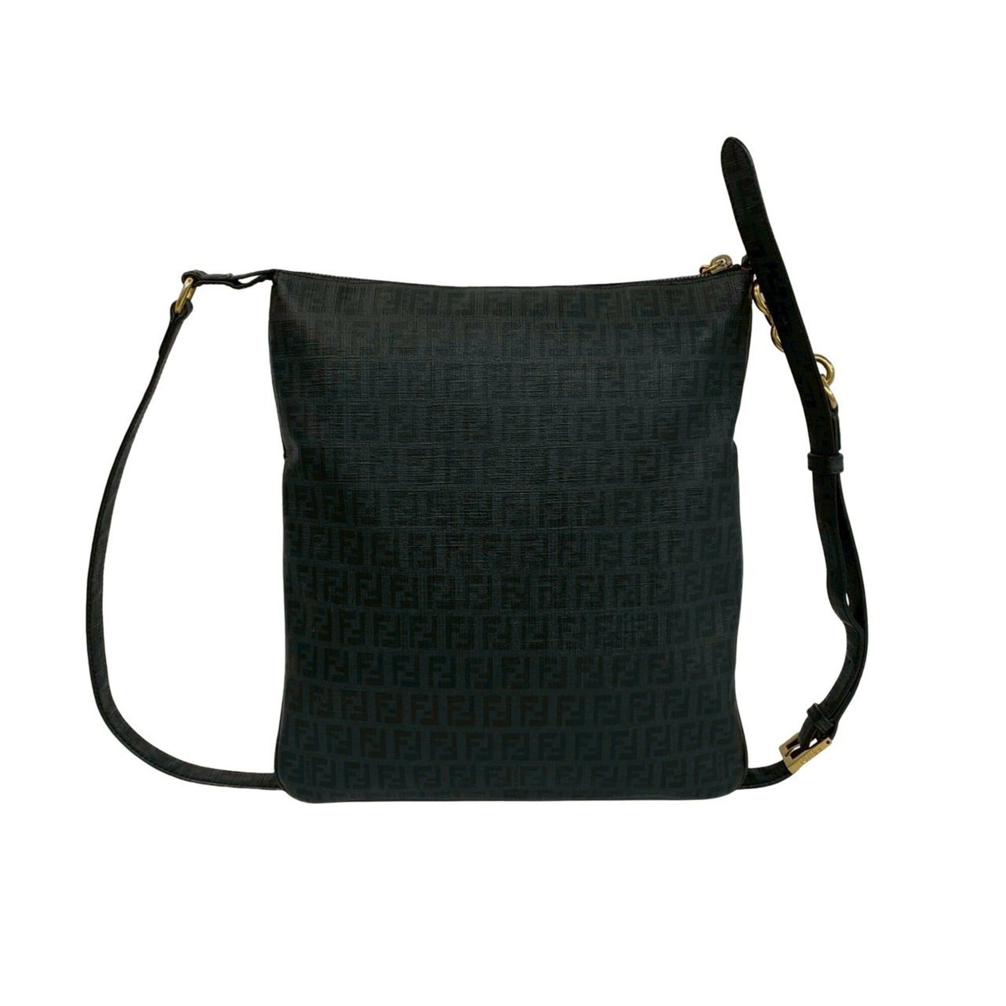 Fendi FENDI Zucchino FF Pattern Logo Hardware Leather Shoulder Bag Sacoche Body Black 69778 Size ONE SIZE - 3 Thumbnail