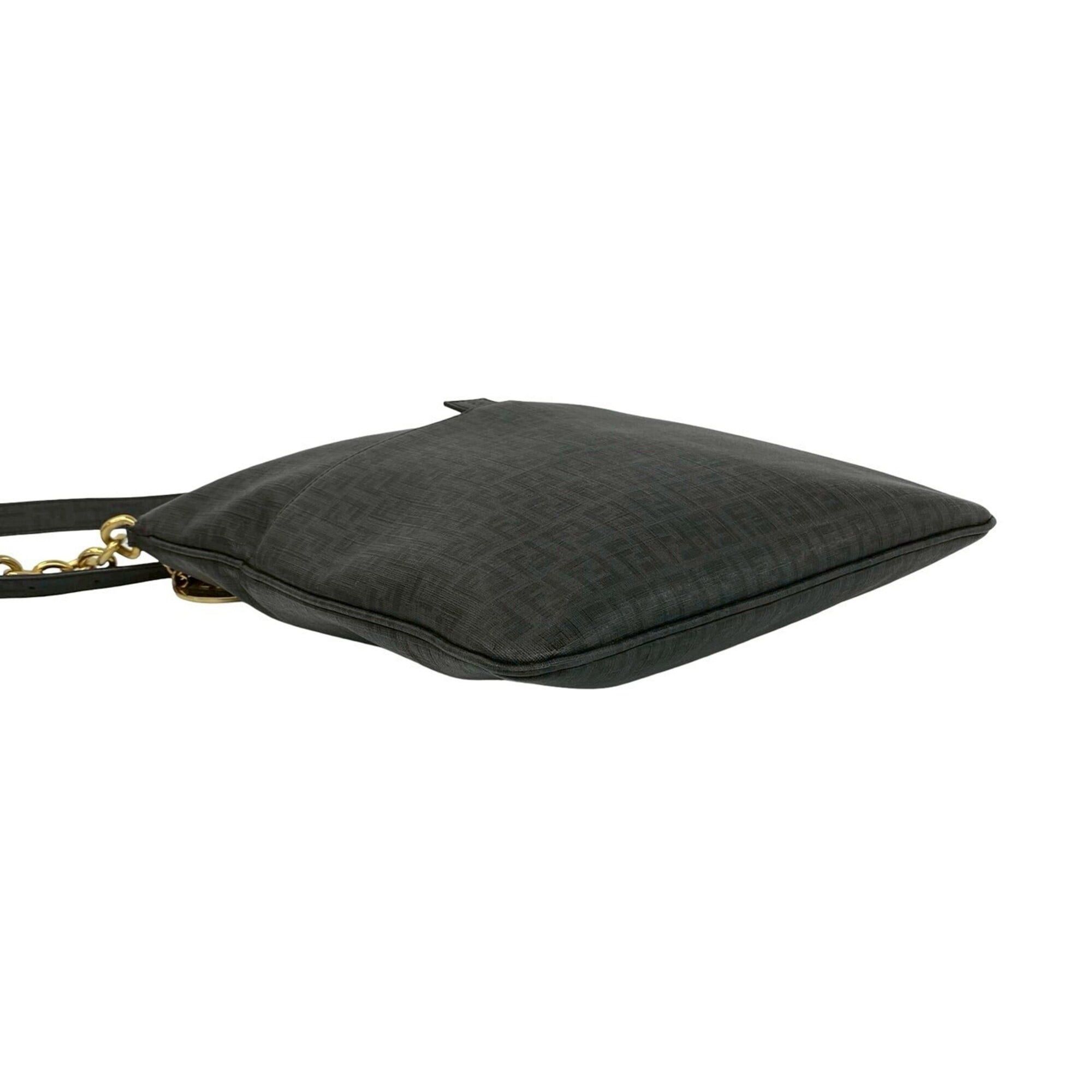 Fendi FENDI Zucchino FF Pattern Logo Hardware Leather Shoulder Bag Sacoche Body Black 69778 Size ONE SIZE - 7 Thumbnail