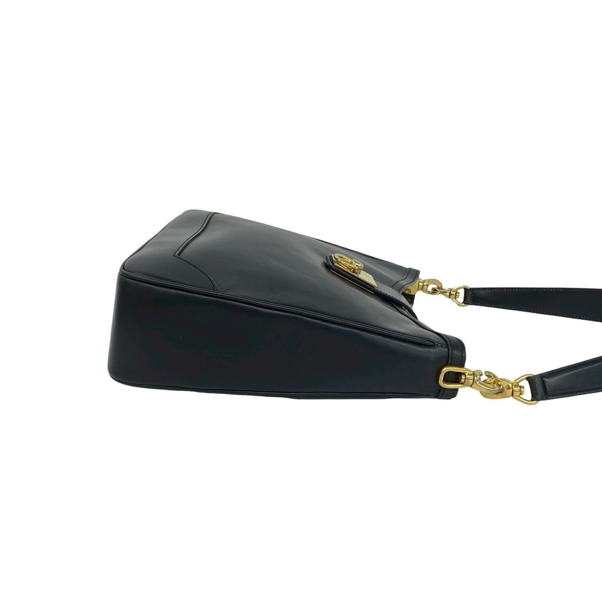 Celine CELINE Vintage Ring Hardware Logo Calf Leather Semi-Shoulder Tote Bag Black 39252 Size ONE SIZE - 6 Thumbnail