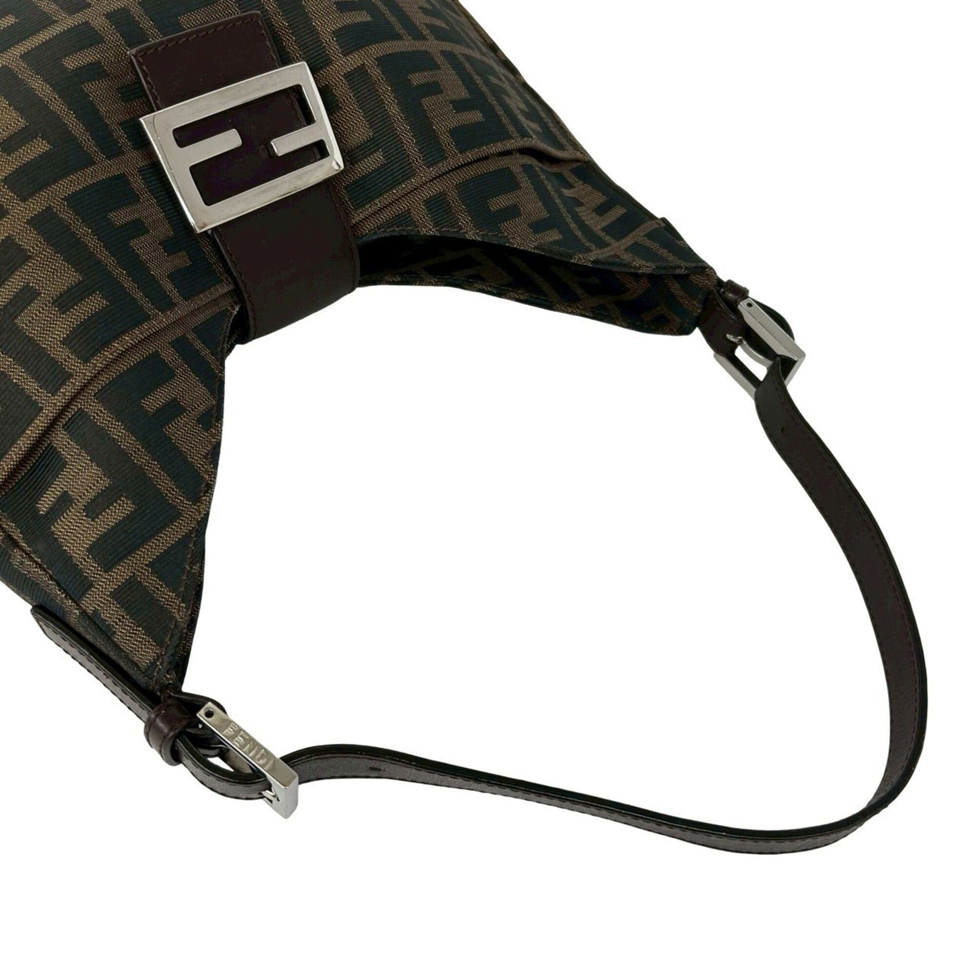 Fendi FENDI Vintage Zucca FF Pattern Logo Hardware Canvas Leather Semi One Shoulder Bag Brown 21878 Size ONE SIZE - 4 Thumbnail