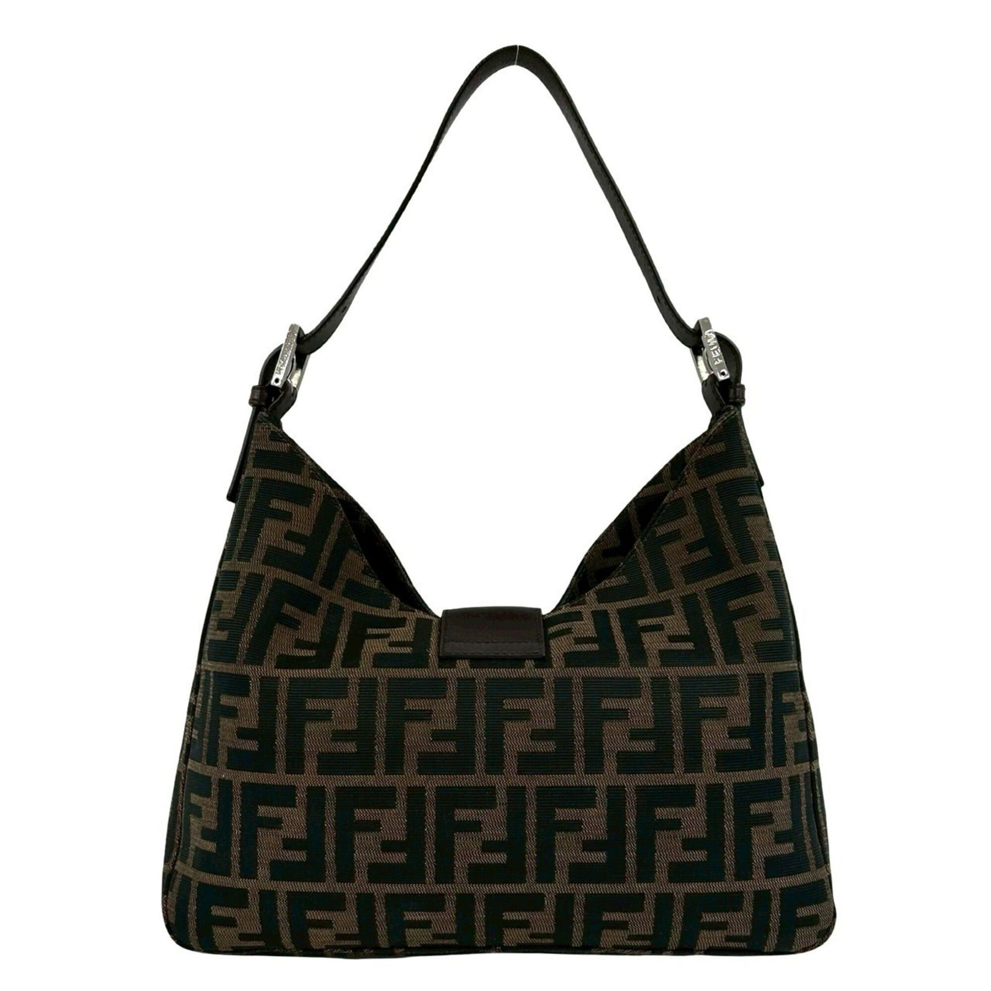 Fendi FENDI Vintage Zucca FF Pattern Logo Hardware Canvas Leather Semi One Shoulder Bag Brown 21878 Size ONE SIZE - 3 Thumbnail
