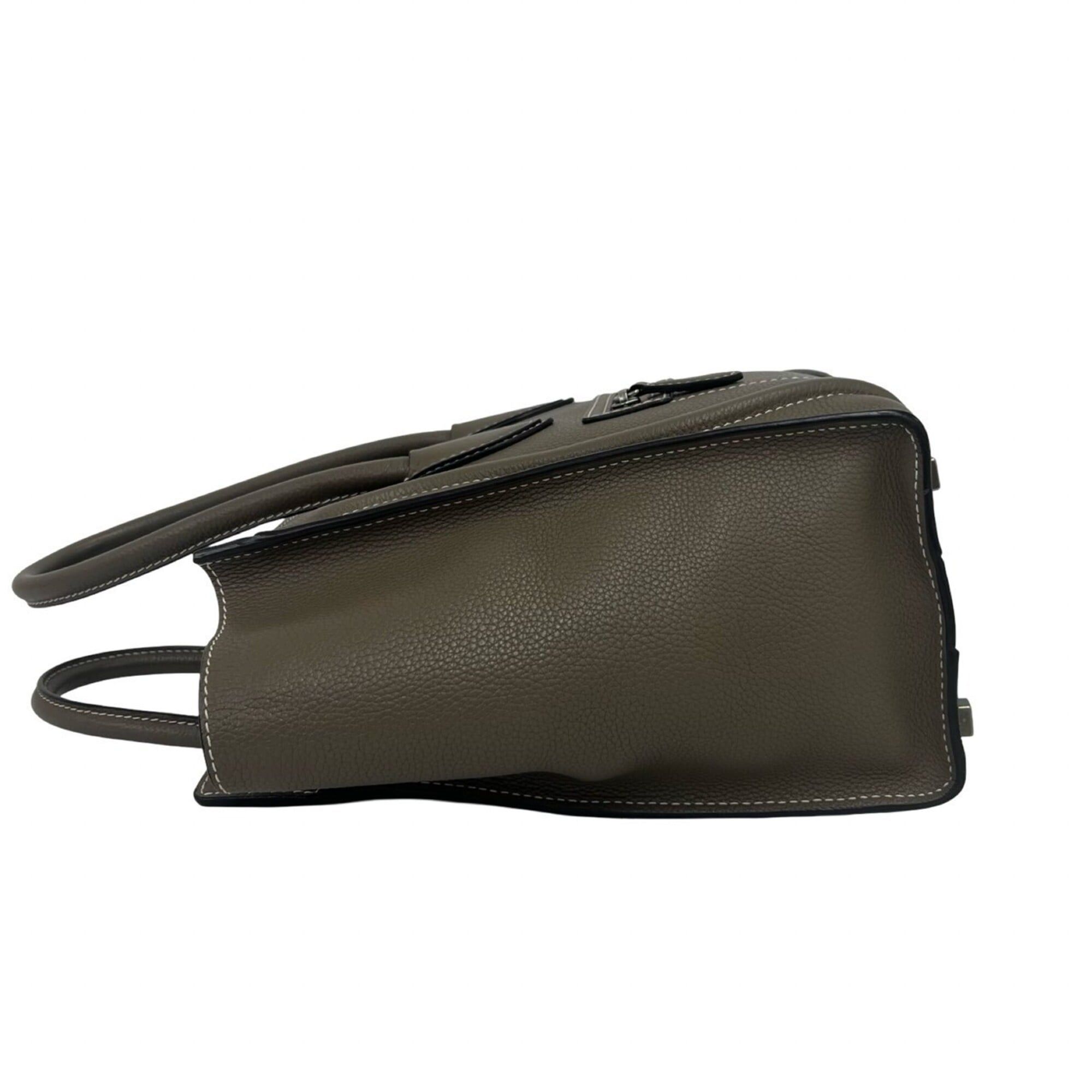 Celine CELINE Luggage Micro Shopper Drummed Calf Leather Handbag Tote Bag Greige 90288 Size ONE SIZE - 5 Thumbnail