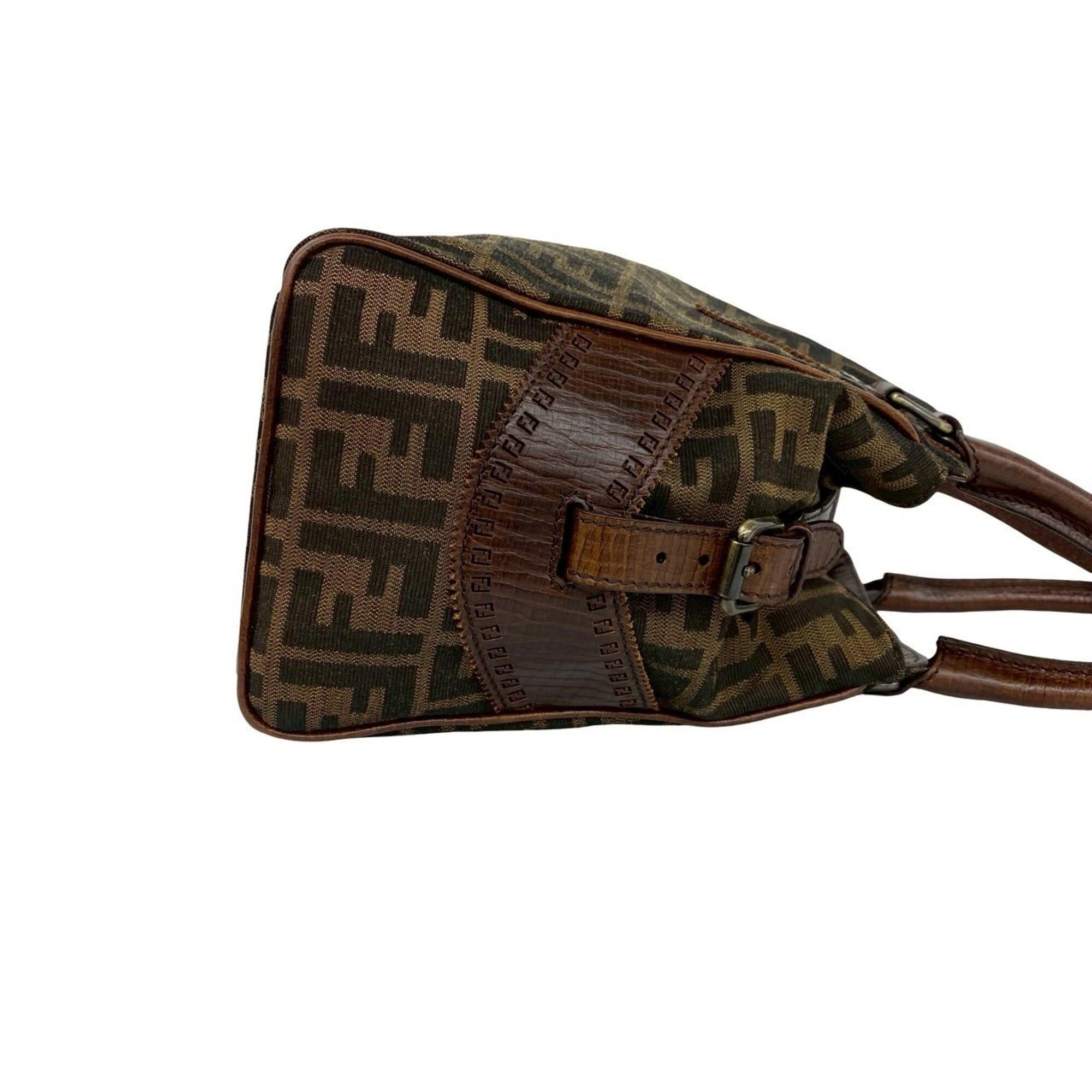 Fendi FENDI Zucca FF pattern logo hardware canvas leather genuine handbag mini tote bag brown 22186 Size ONE SIZE - 6 Thumbnail