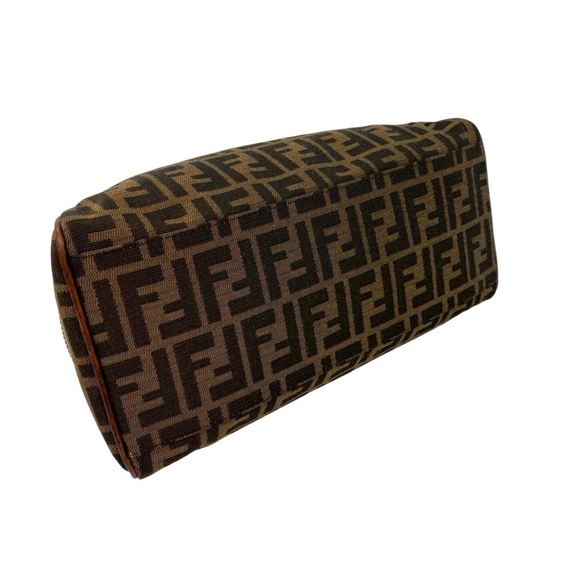 Fendi FENDI Zucca FF pattern logo hardware canvas leather genuine handbag mini tote bag brown 22186 Size ONE SIZE - 7 Thumbnail