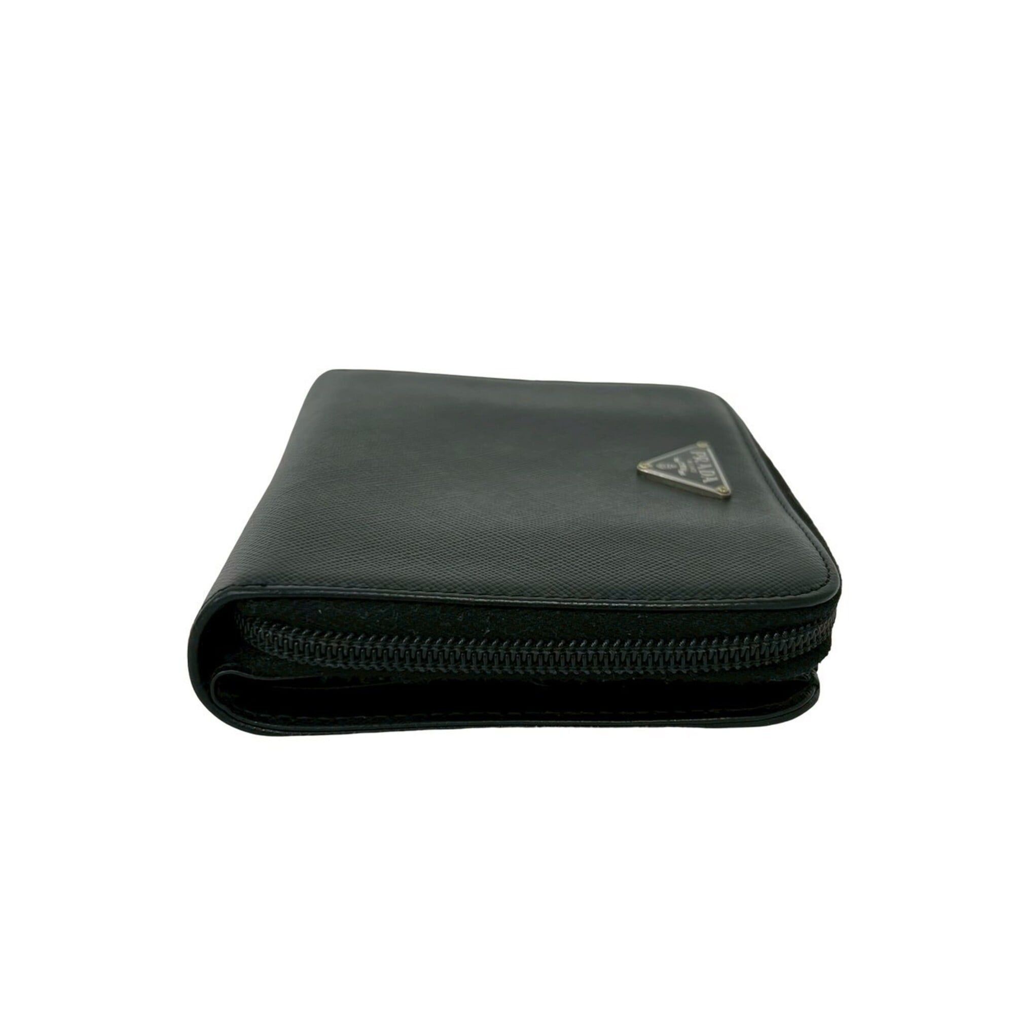 Prada PRADA Triangle Logo Plate Hardware Saffiano Leather Bi-fold Mini Wallet Black 59666 Size ONE SIZE - 5 Thumbnail