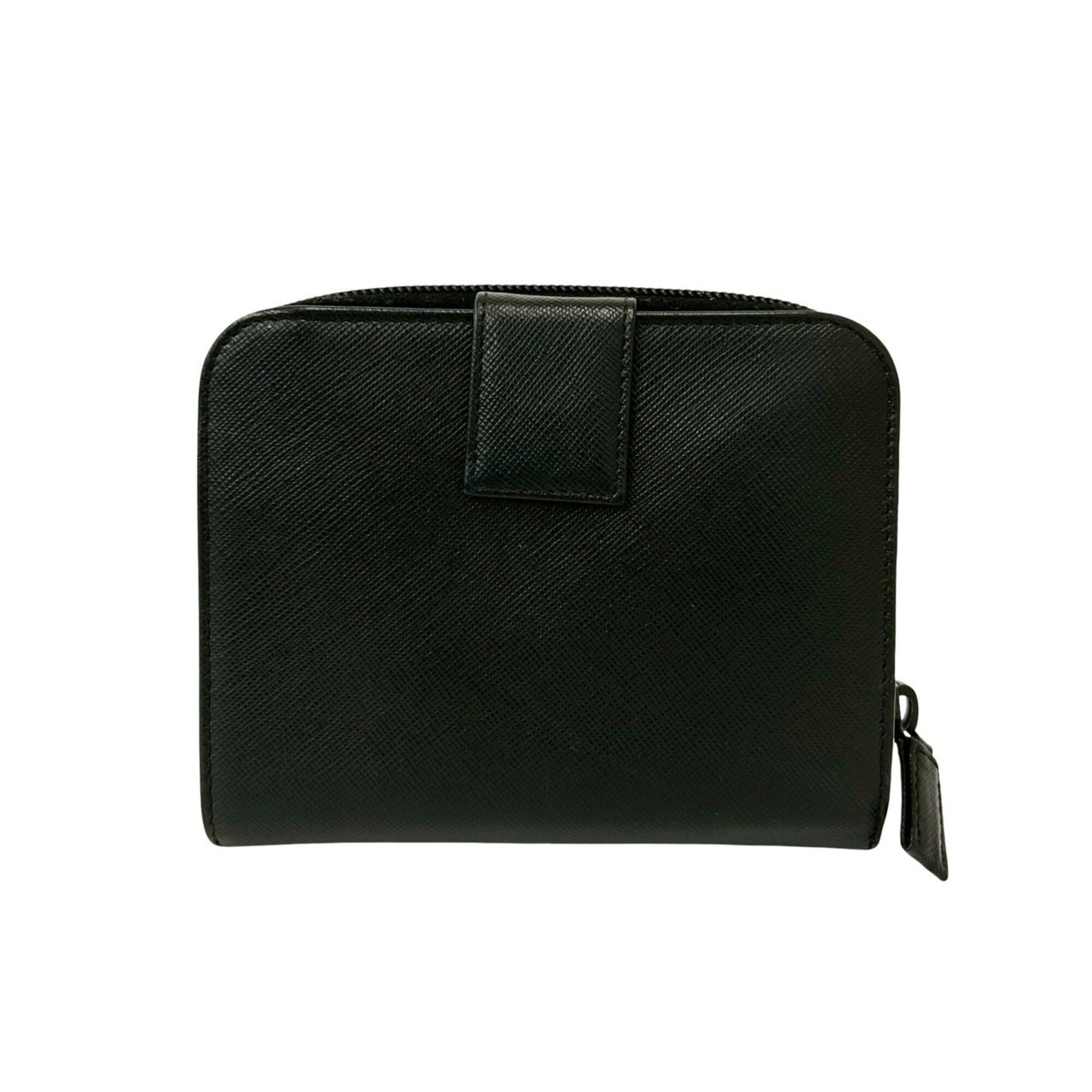 Prada PRADA Triangle Logo Plate Hardware Saffiano Leather Bi-fold Mini Wallet Black 59666 Size ONE SIZE - 2 Thumbnail