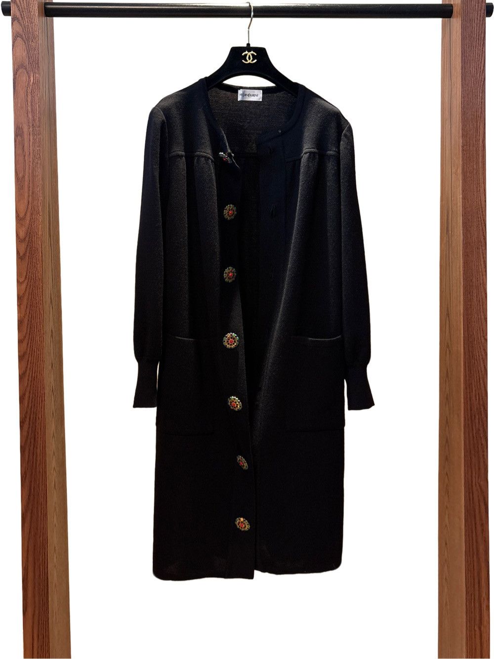 Yves Saint Laurent Yves Saint Laurent Black Wool Ornament Button Coat M Size M / US 6-8 / IT 42-44 - 11 Thumbnail