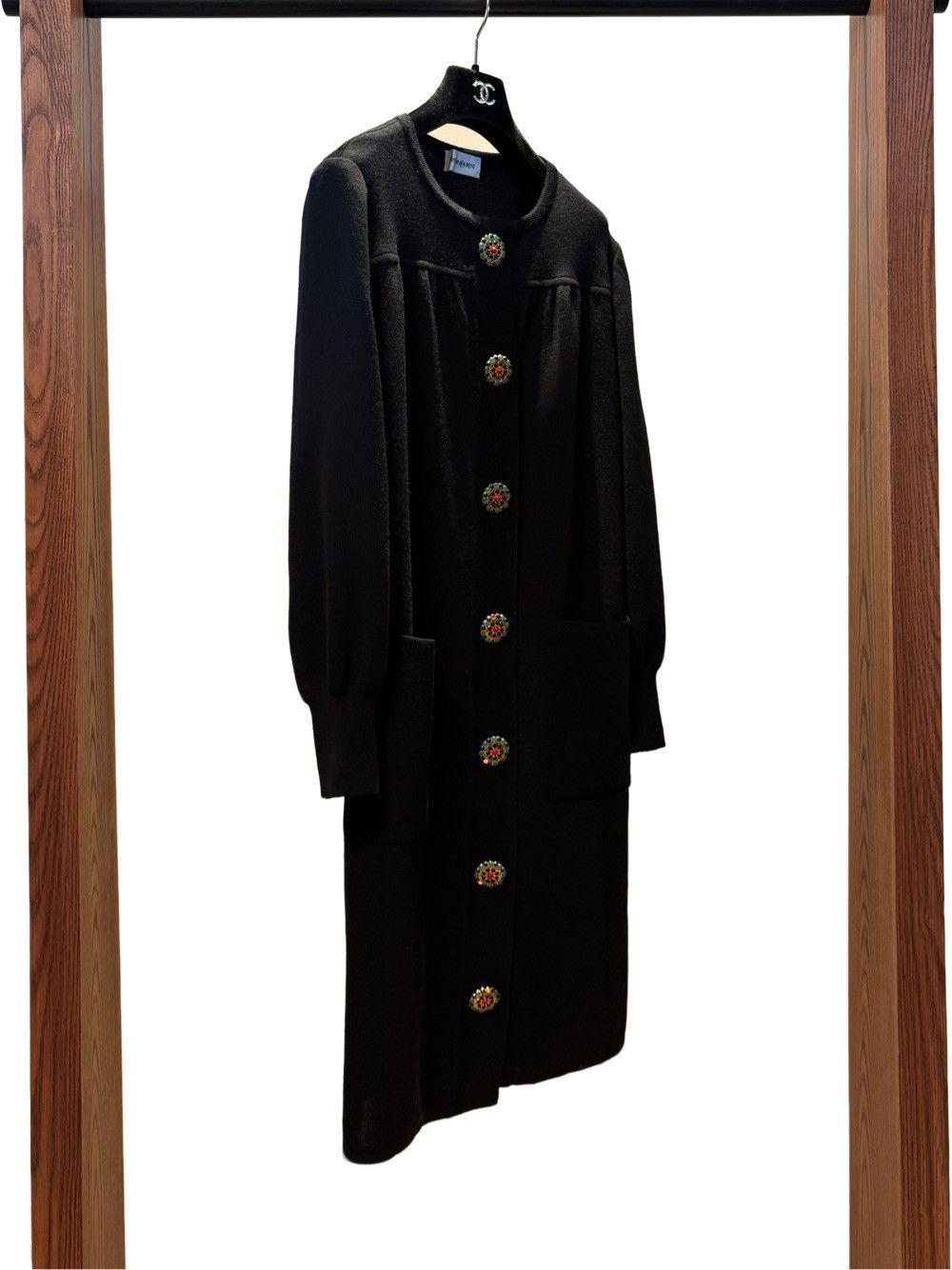 Yves Saint Laurent Yves Saint Laurent Black Wool Ornament Button Coat M Size M / US 6-8 / IT 42-44 - 9 Thumbnail
