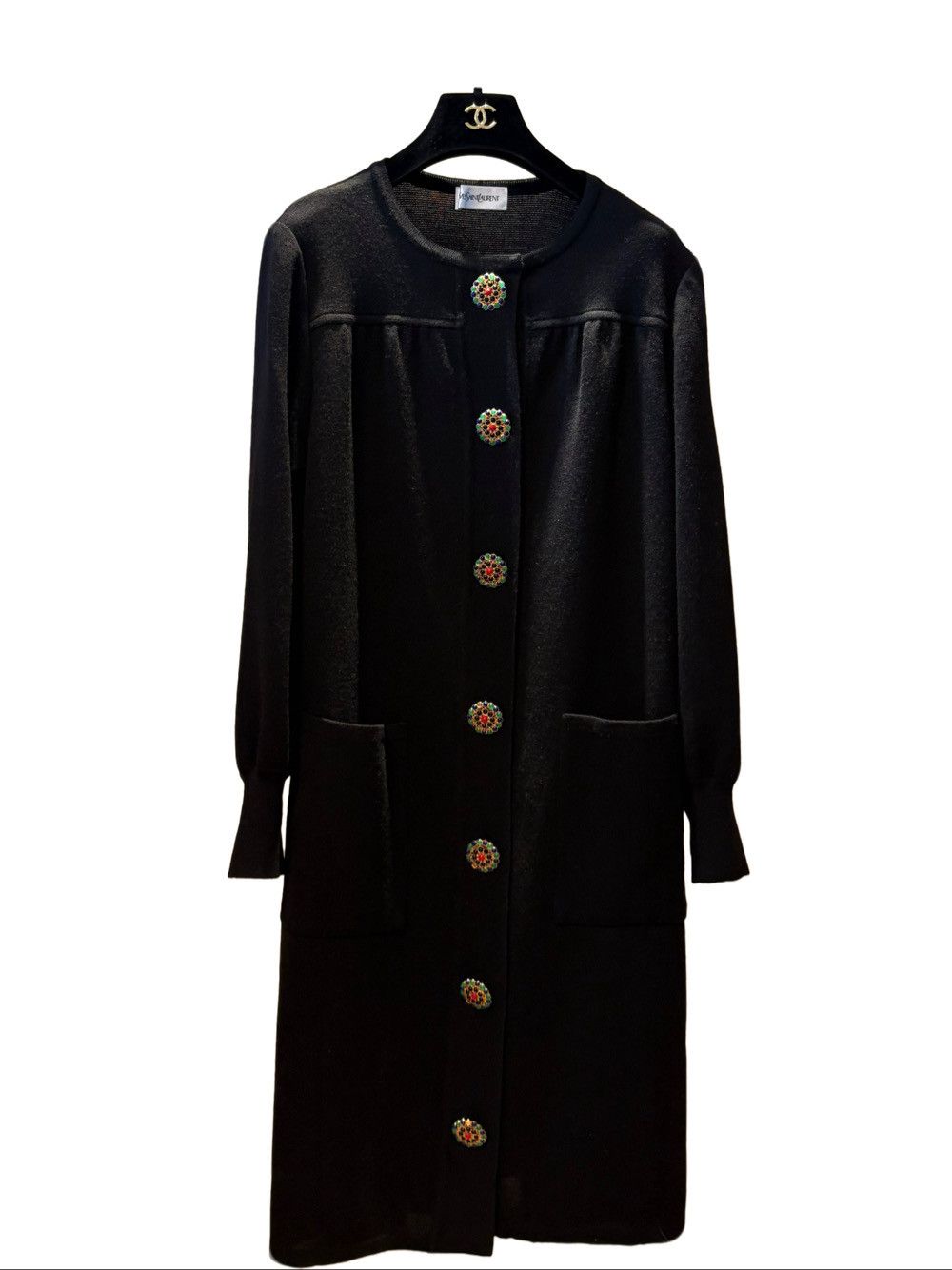 Yves Saint Laurent Yves Saint Laurent Black Wool Ornament Button Coat M Size M / US 6-8 / IT 42-44 - 5 Thumbnail