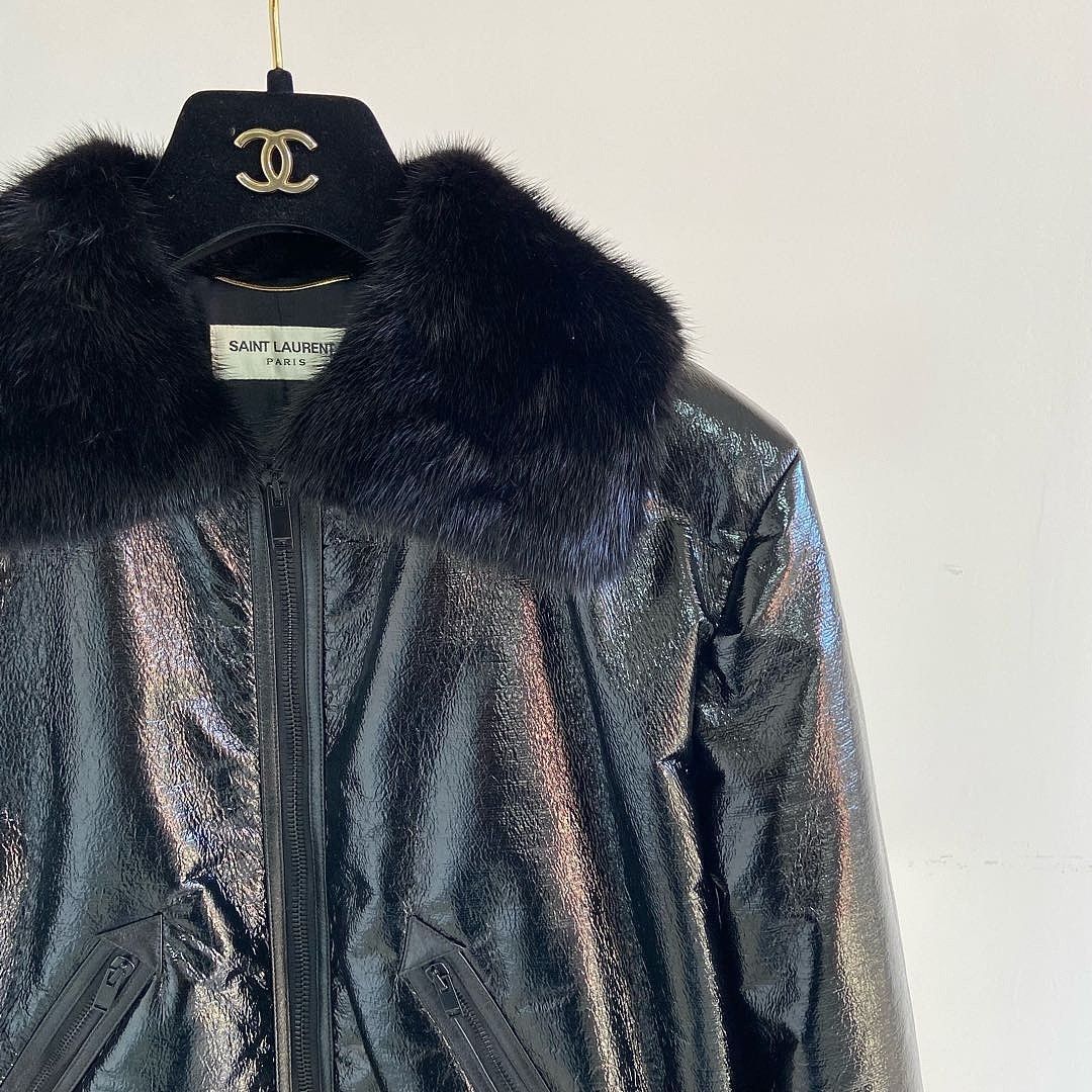 Saint Laurent Paris Saint Laurent Patent Fur Collar Bomber Jacket Size FR 36 Size XS / US 0-2 / IT 36-38 - 5 Thumbnail