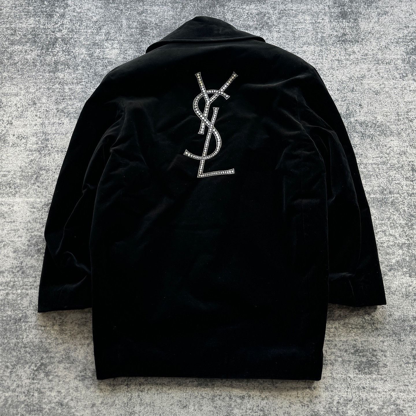 Saint Laurent Paris Saint Laurent Crystal YSL Logo Velvet Coat Size U Size ONE SIZE - 2 Thumbnail