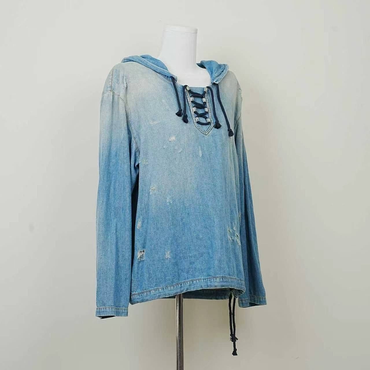 Saint Laurent Paris Saint Laurent Distressed Denim Hoodie Size M Size M / US 6-8 / IT 42-44 - 9 Thumbnail