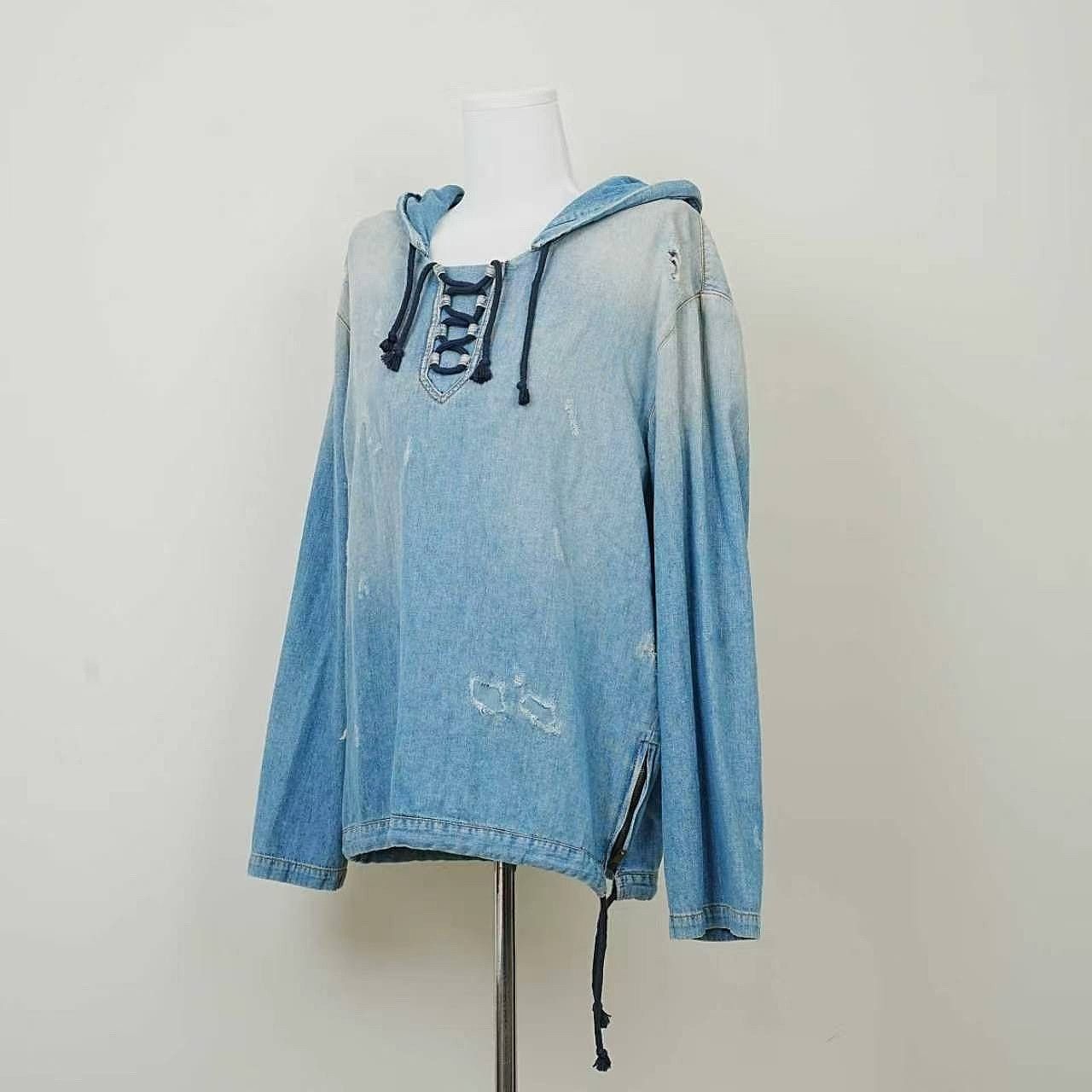Saint Laurent Paris Saint Laurent Distressed Denim Hoodie Size M Size M / US 6-8 / IT 42-44 - 8 Thumbnail
