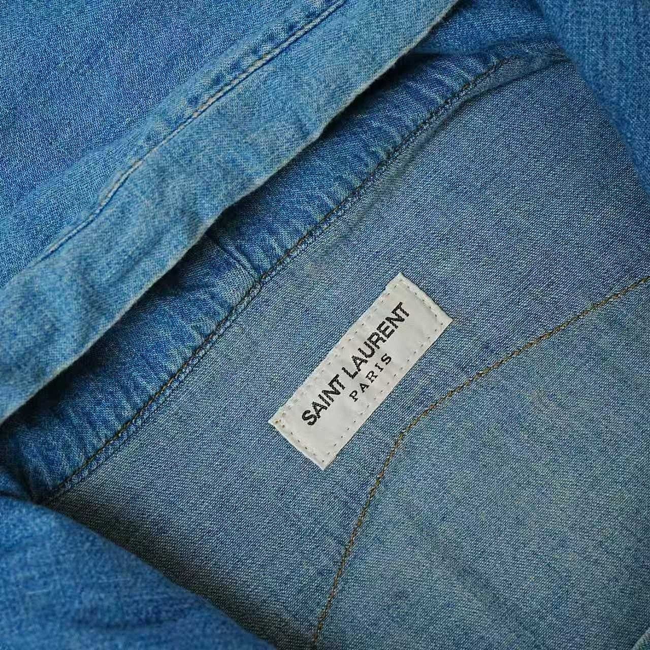 Saint Laurent Paris Saint Laurent Distressed Denim Hoodie Size M Size M / US 6-8 / IT 42-44 - 11 Thumbnail