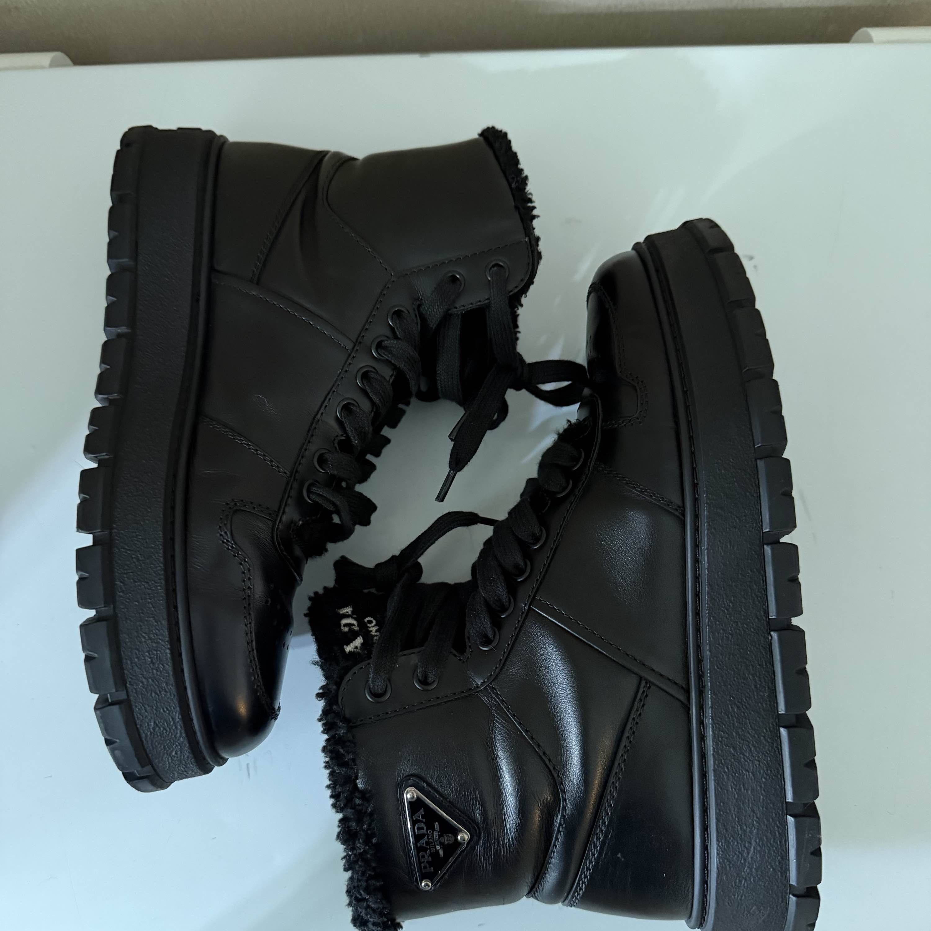 Prada Prada Shearling Lined High Top Sneakers US 6 Size US 6 / EU 39 - 14 Thumbnail