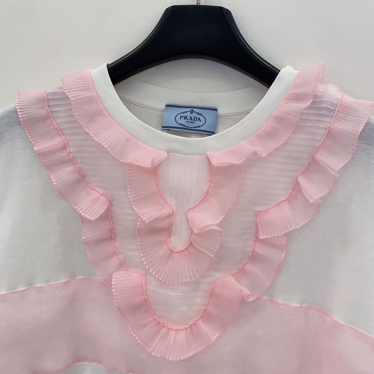 Prada Prada Ruffled Trim Short Sleeve T-Shirt Size L Size L / US 10 / IT 46 - 3 Thumbnail