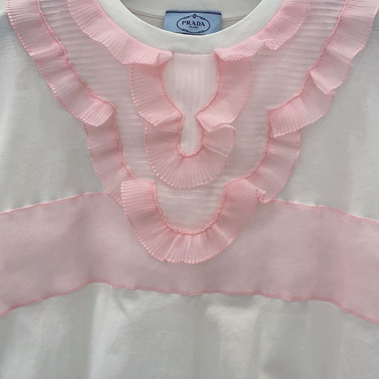 Prada Prada Ruffled Trim Short Sleeve T-Shirt Size L Size L / US 10 / IT 46 - 5 Thumbnail
